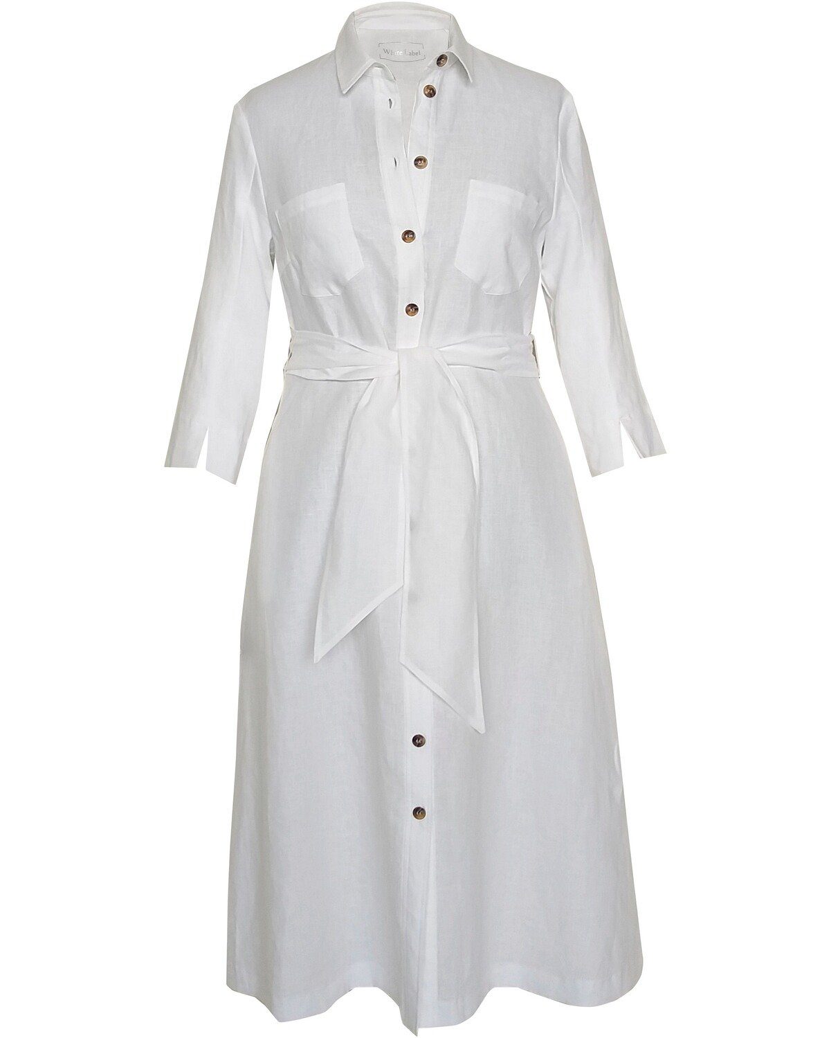 Weiß Label White Maxikleid Hemdblusenkleid