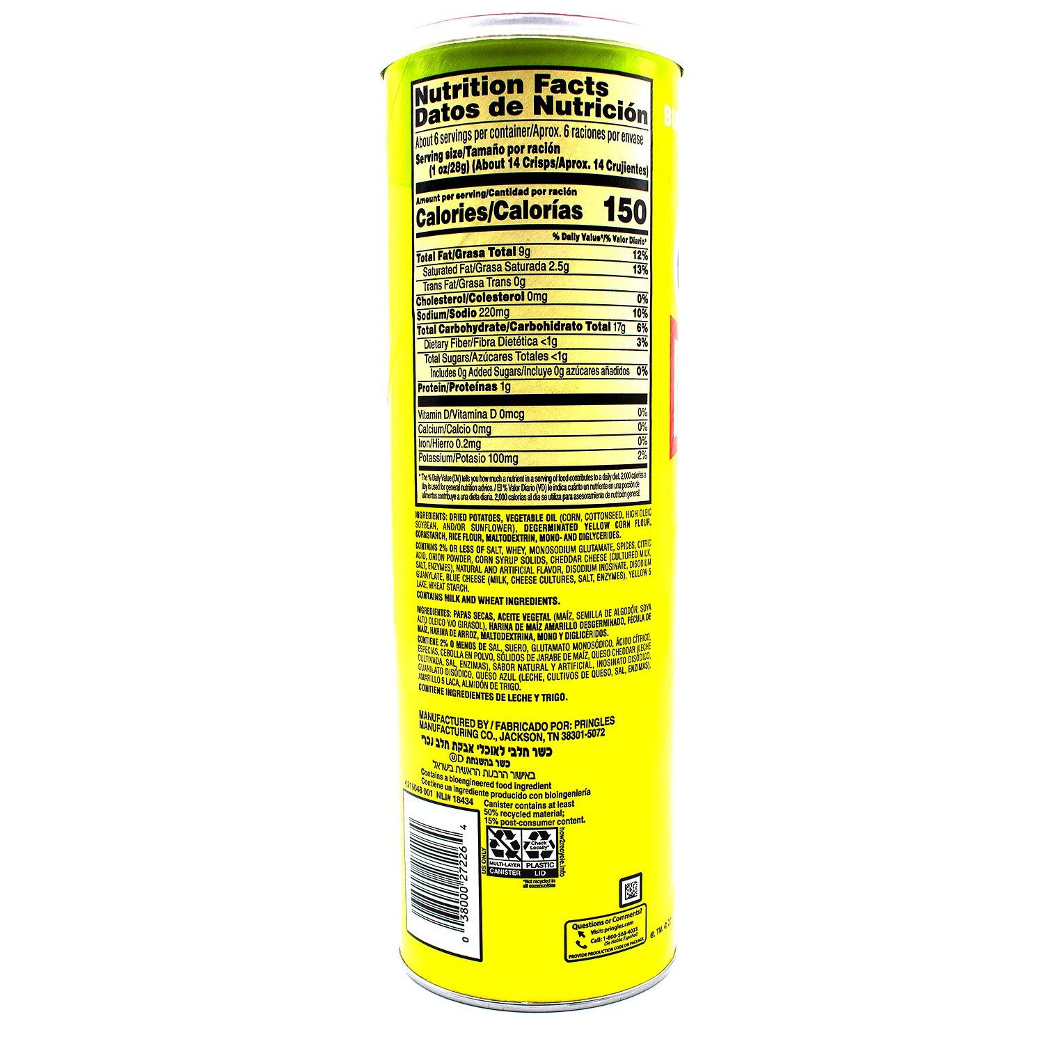 Pringles Knabberei, 1 x 158 g, Mexican Street Corn Potato Crisps
