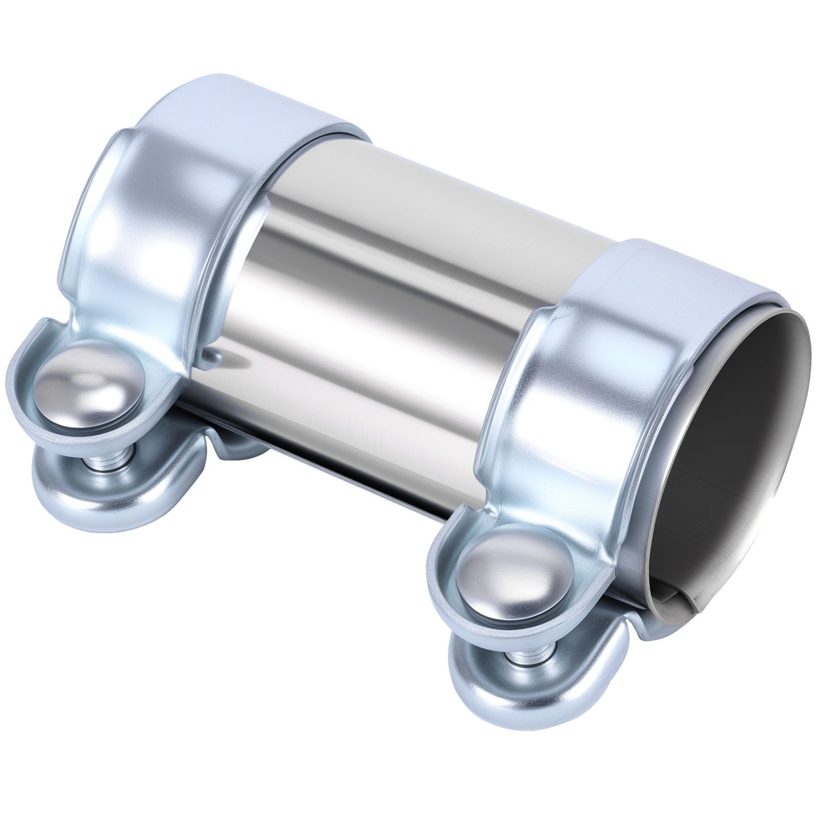 BlingBin Rohrverbinder 55 x 125 mm Doppelschelle Abgasanlage Sportauspuff Klemme Verzinkt, 55 mm, Edelstahl-Schalldämpferschelle für sichere Rohrverbindungen