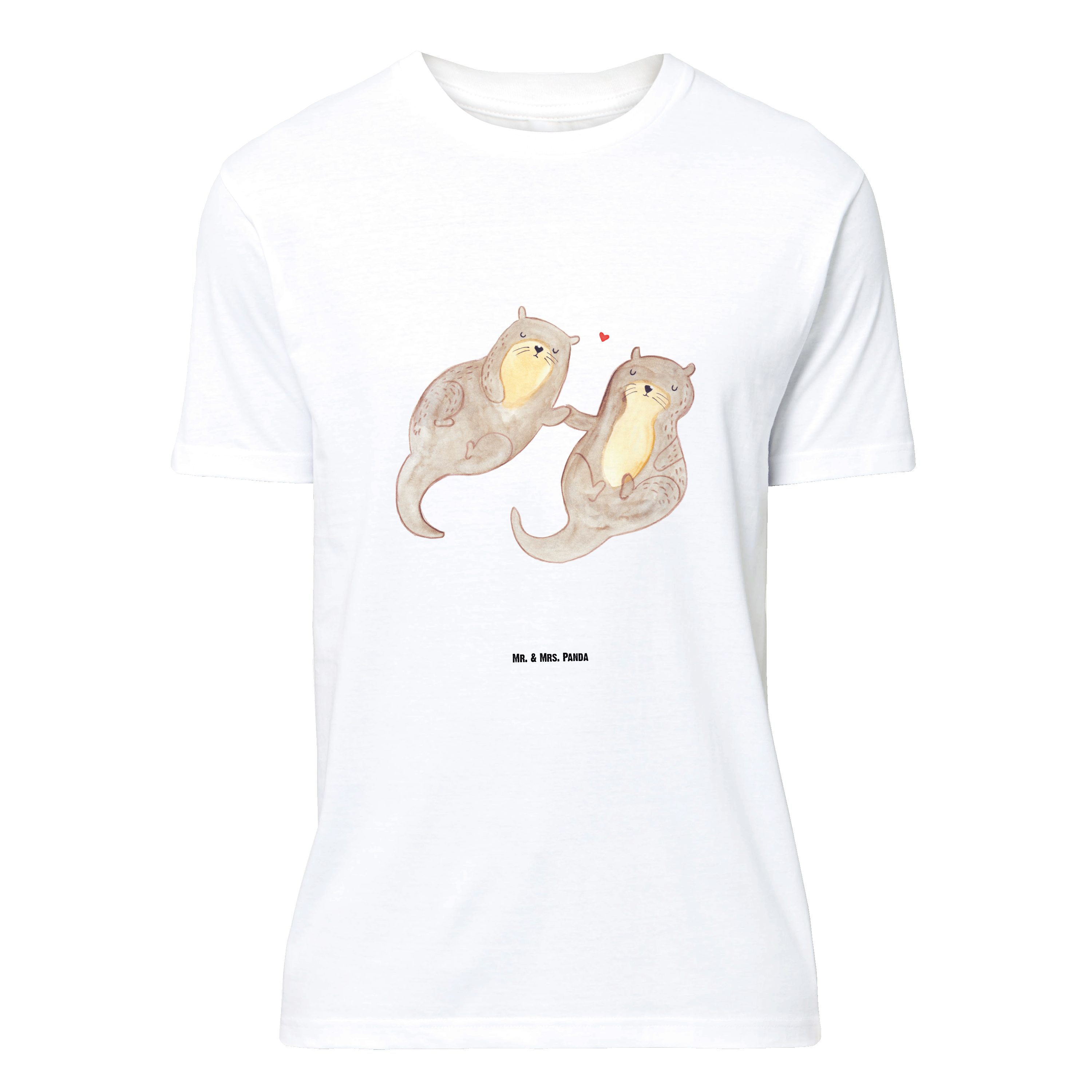 T-Shirt Otter Hände halten, Größe XL T-Shirt, Weiß, Seeotter, Verliebt, glück