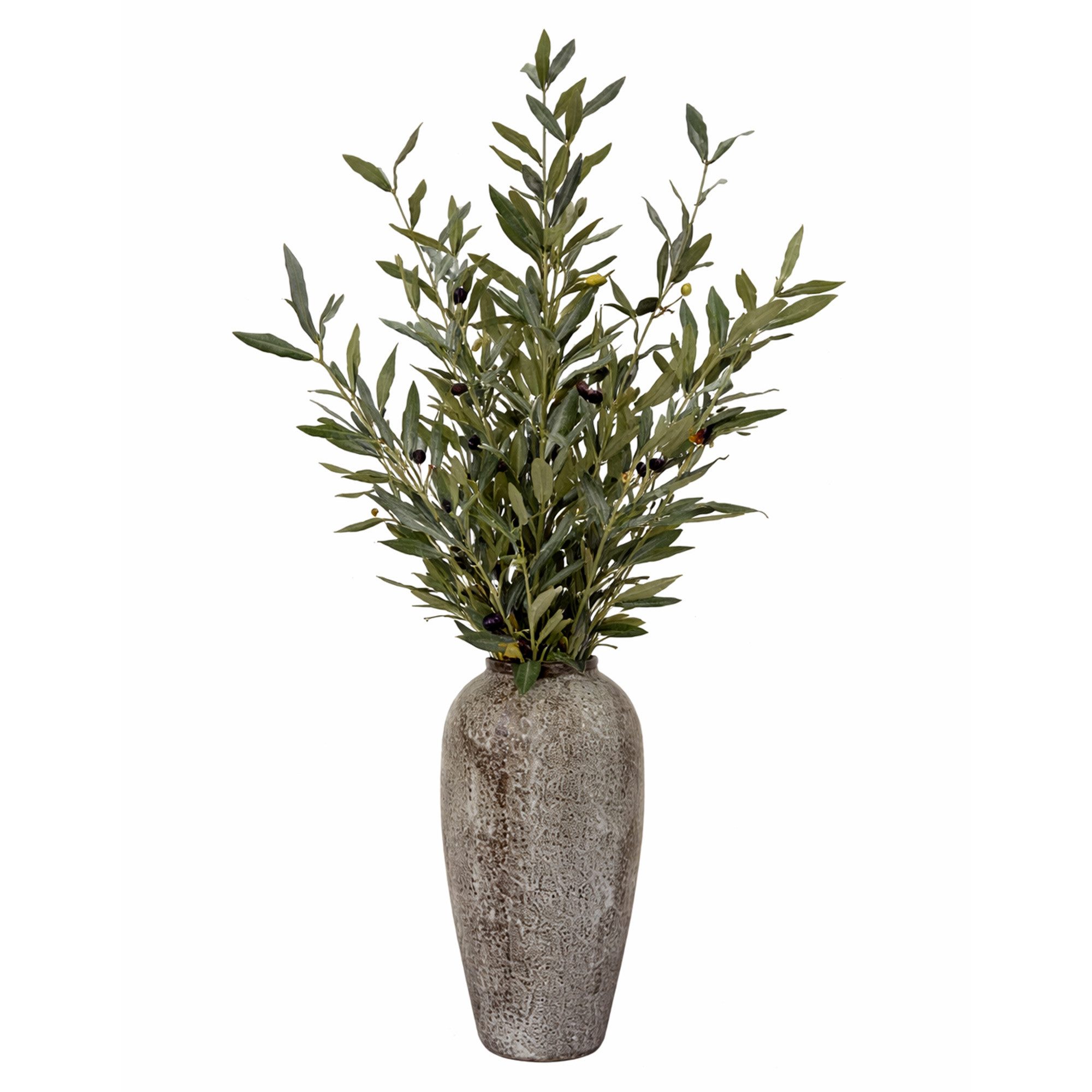Kunstpflanze Olivenzweige mit Vase mediterrane Dekopflanze, UNUS HOME, Kunstpflanze, Kunstblume, Olive, mit Vase, mediterran
