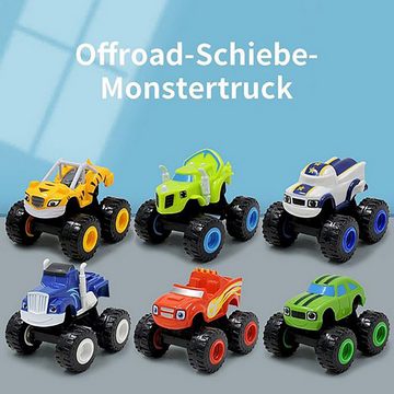 Fivejoy Spielzeug-Monstertruck 6er-Pack Monster Machine Flame Auto-Spielzeug-LKW-Set, (6-tlg), Gleitträgheit, Geländepanzer, Geburtstagsgeschenk für Kinder