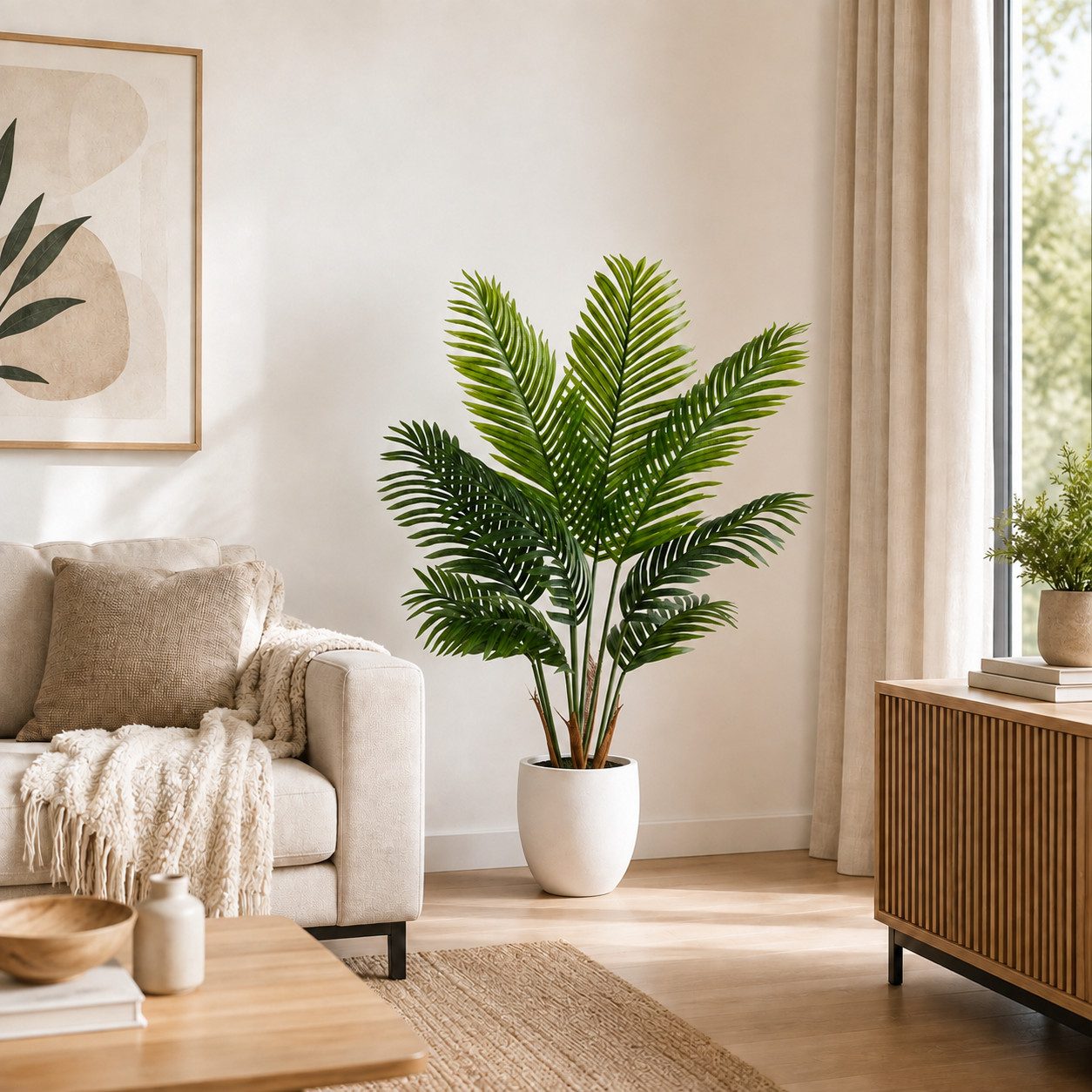Kunstpalme Künstliche Areca Palme, Künstliche Palme, Kunstpalme mit Topf Areca Palme, PASCH, Höhe 110 cm – Bild 3 von 5