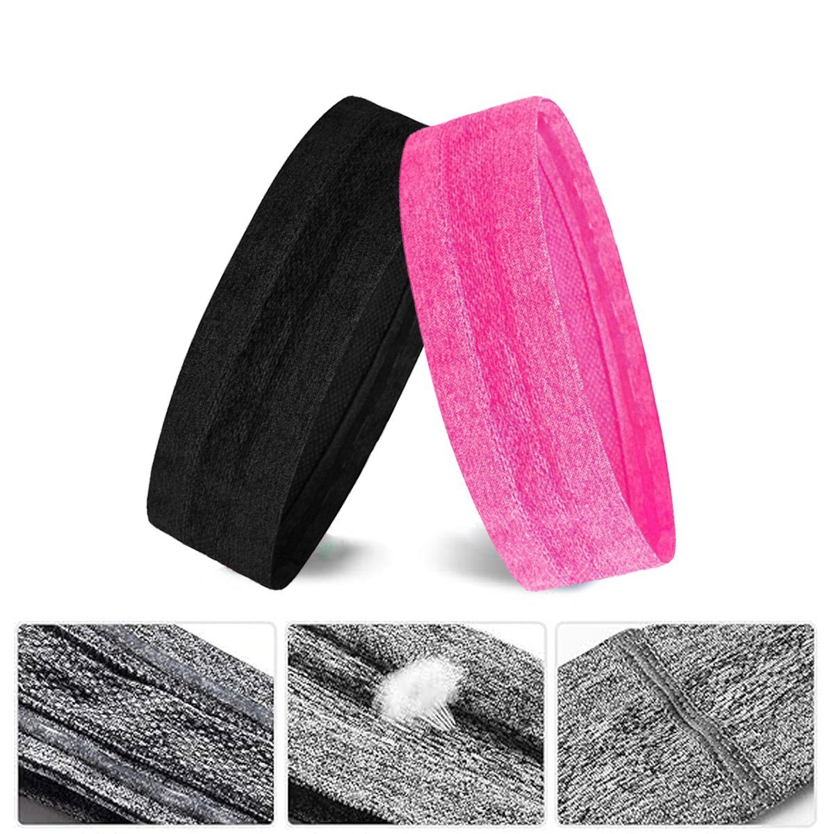 Jormftte Haarband Fitnessstudio schwarz+grau+rosa Yoga Stirnband Golf für Schweißbänder Laufen Dünn Damen