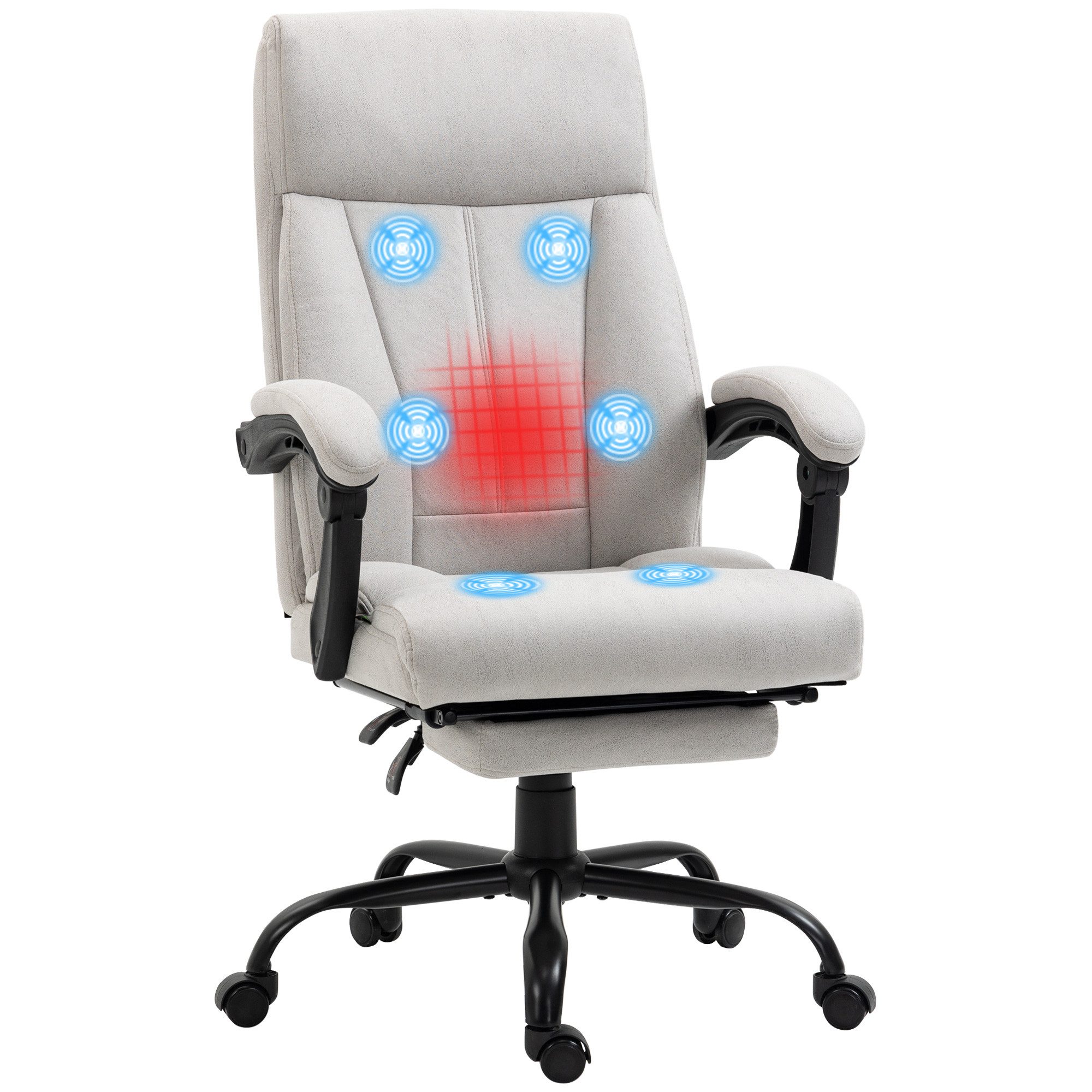 Vinsetto Schreibtischstuhl Bürostuhl mit Wippfunktion, Massagesessel (Chefsessel, 1 St), 120 kg Belastbar, Hellgrau – Bild 2 von 5