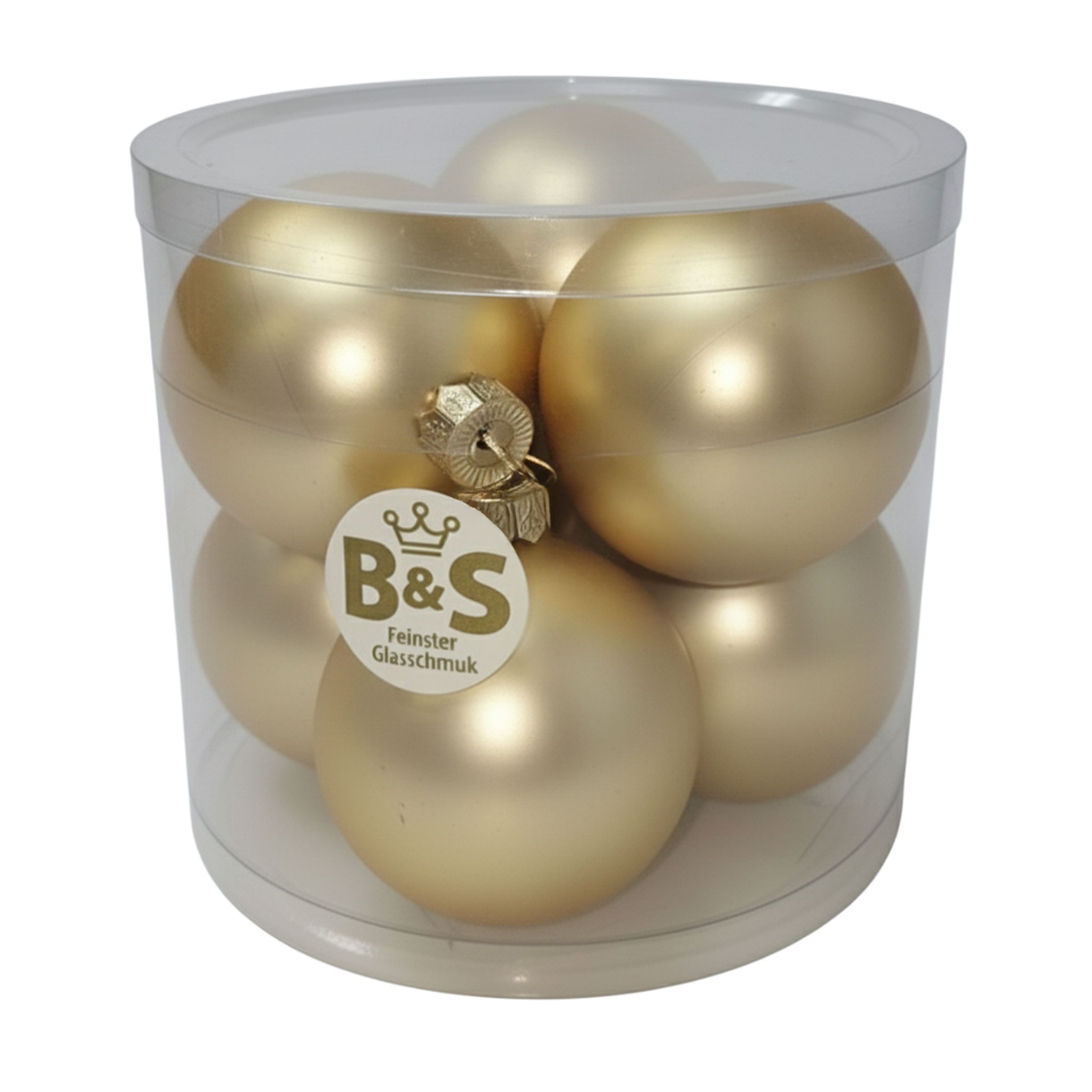 B&S Weihnachtsbaumkugel Baumschmuck Champagner matt 6 Stück Ø 8 cm Glas günstig online kaufen