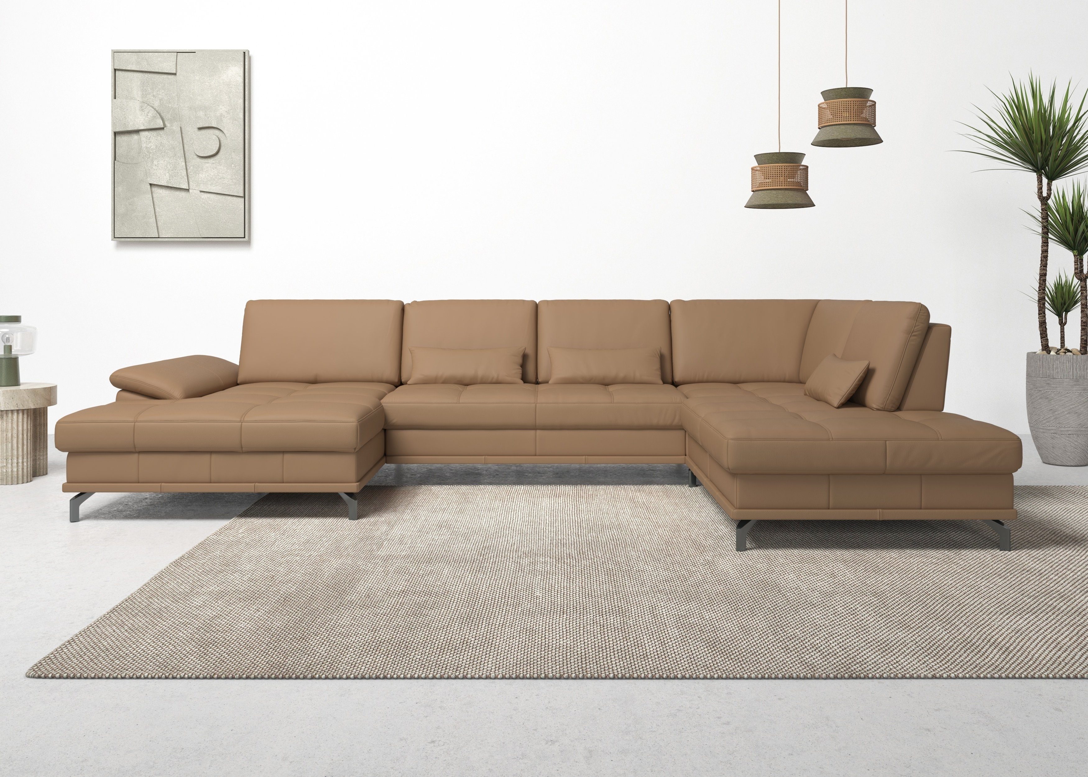 OTTO home Wohnlandschaft Costello U-Form, B: 363 cm mit Sitztiefen-, Armteilverstellung &, 3 Nierenkissen, optional Schlaffunktion & Bettkasten