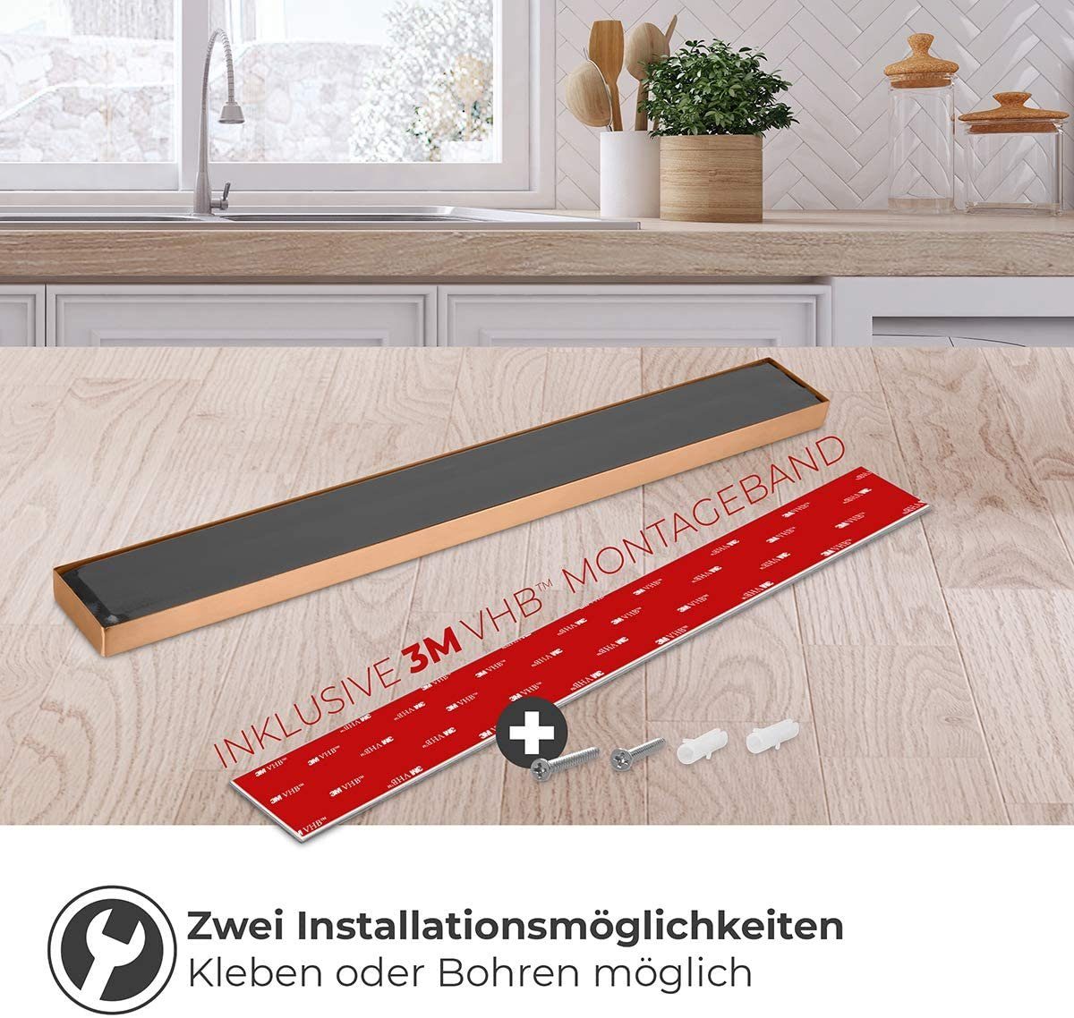 Details about   Stabil Messerhalter Magnetleiste selbstklebend Küchen Leiste aus Edelstahl 40cm 