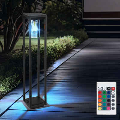 Globo LED Außen-Stehlampe, Leuchtmittel inklusive, Warmweiß, Farbwechsel, Außen Sockel Steh Leuchte ALU schwarz-matt Garten Lampe DIMMBAR im Set