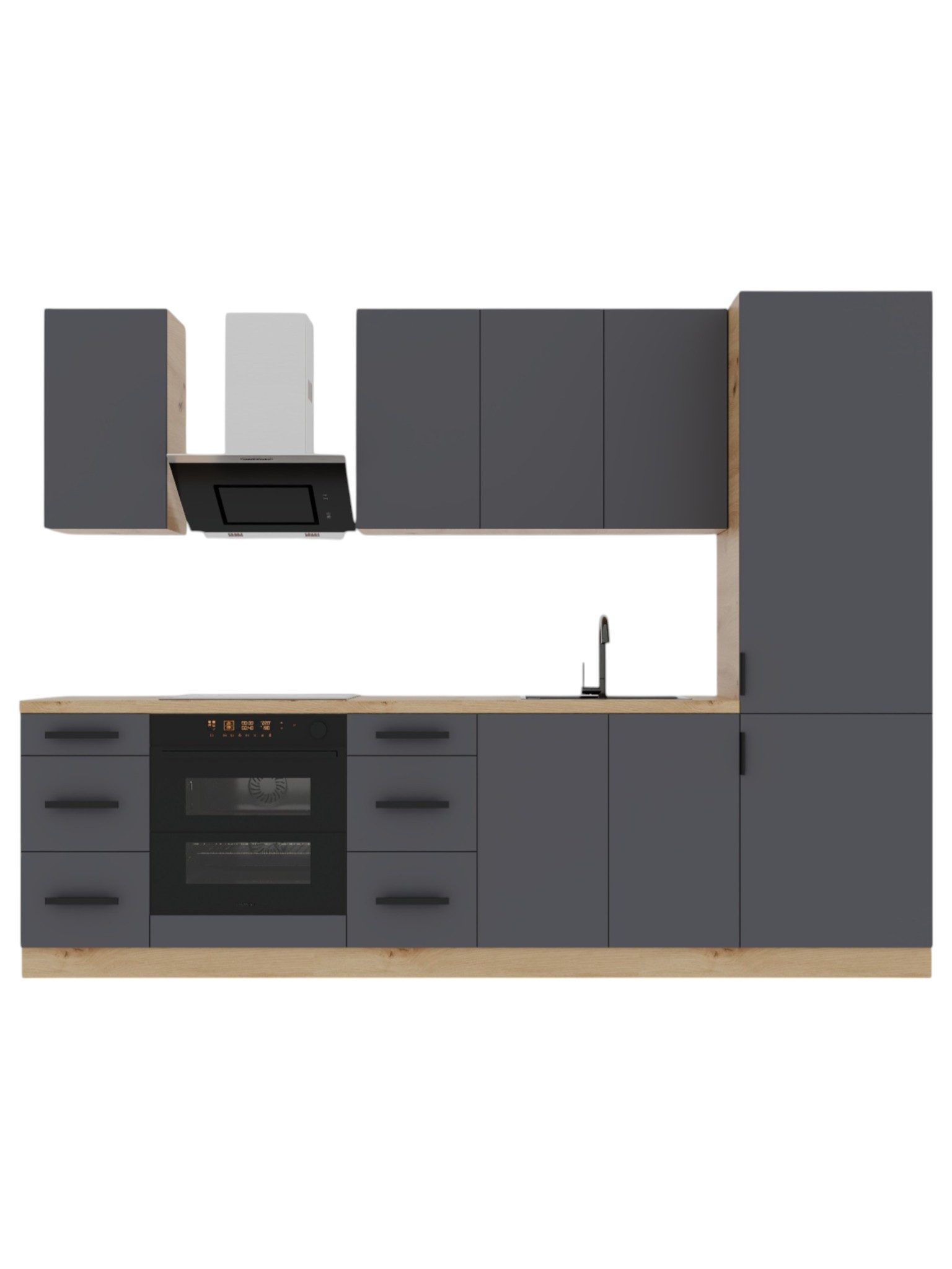 ROYAL24_MARKT Küchenzeile K98-G280 - Nexa - Raumeffizienz mit Charakter, (Komplett Set), Edle Materialien - Stilvolles Design - Hohe Qualität.
