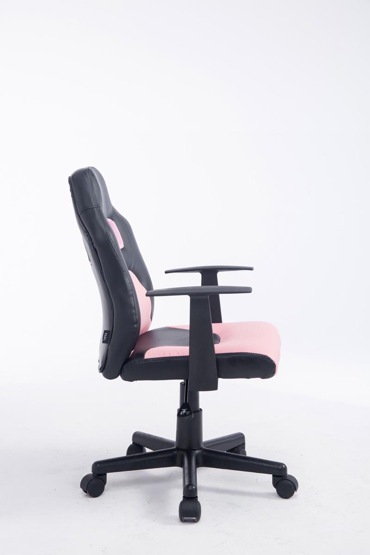 TPFLiving Bürostuhl Funny mit - Gestell: Drehstuhl, Gamingstuhl, Kunstleder schwarz höhenverstellbar Sitzfläche: - Kunststoff bequemer drehbar Rückenlehne Racingstuhl, (Schreibtischstuhl, und Chefsessel), 360° schwarz/pink