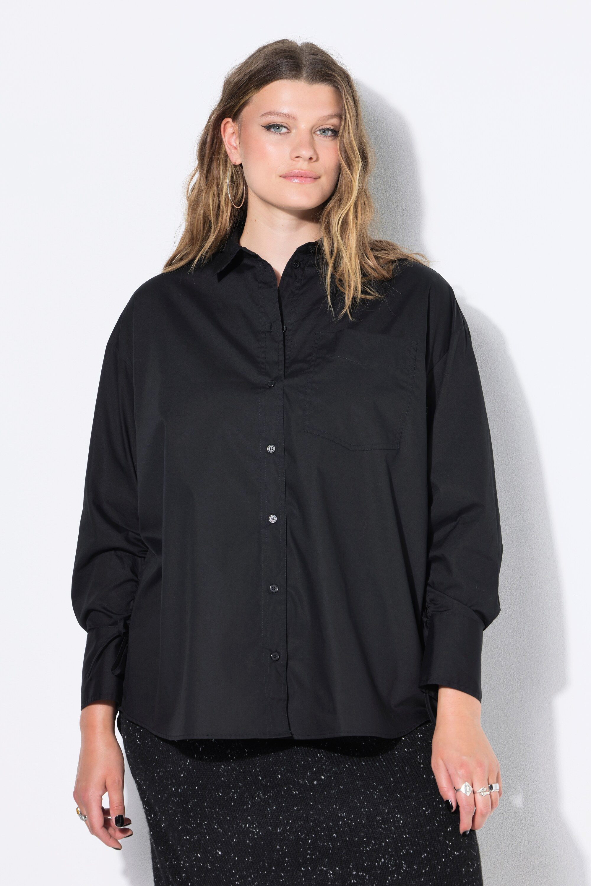 Hemdbluse Hemdbluse oversized Langarm innen raffbar