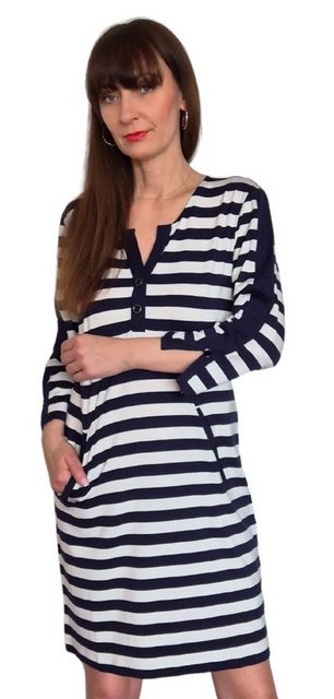 Estefania for woman Shirtkleid 191-5200, gestreift mit V-Blenden Ausschnitt günstig online kaufen