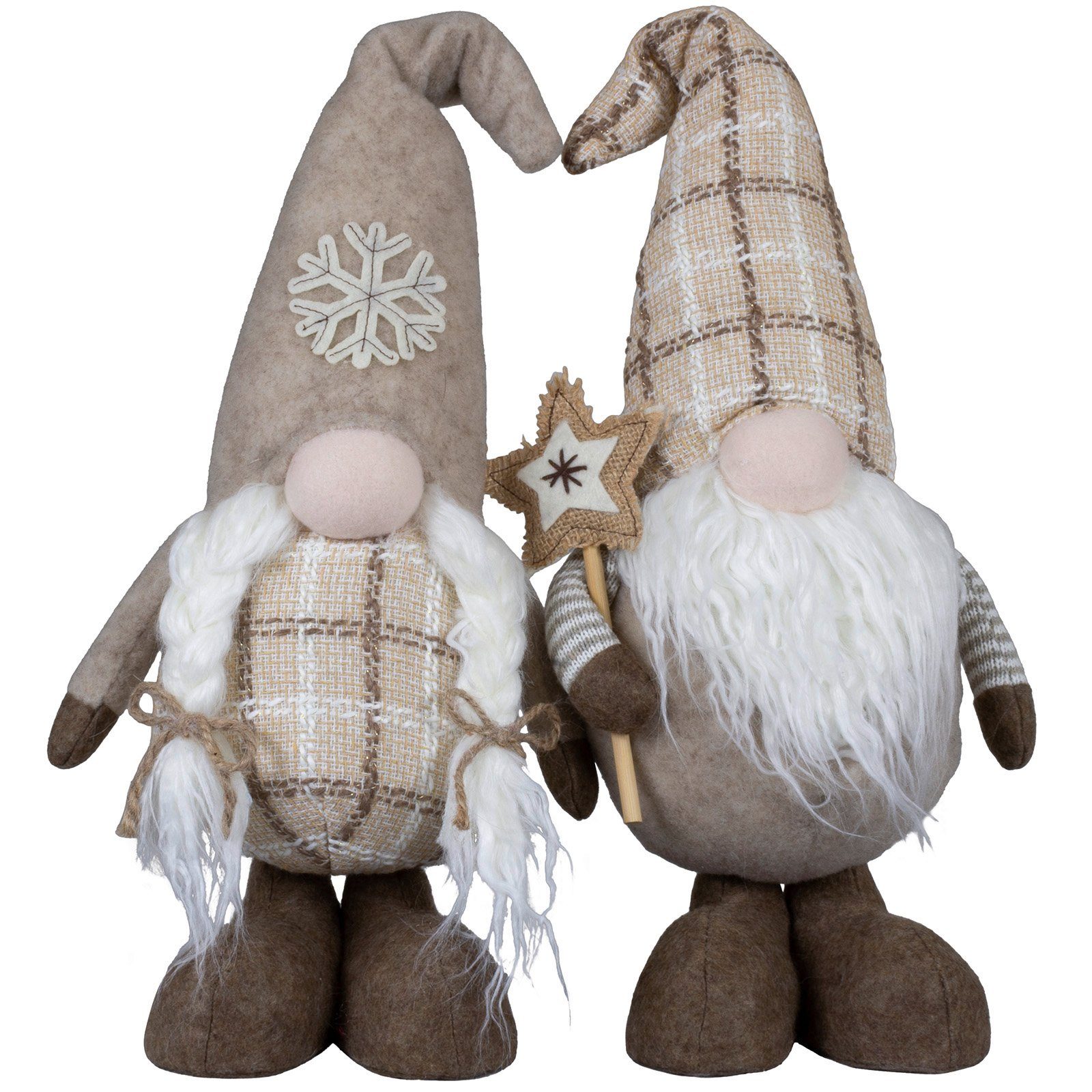 Christmas Paradise Weihnachtsfigur Бес 32cm (47cm) stehend, Pärchen (Deko Фигурки, 2 St., im Set), Gnom, Weihnachten, braun-beige