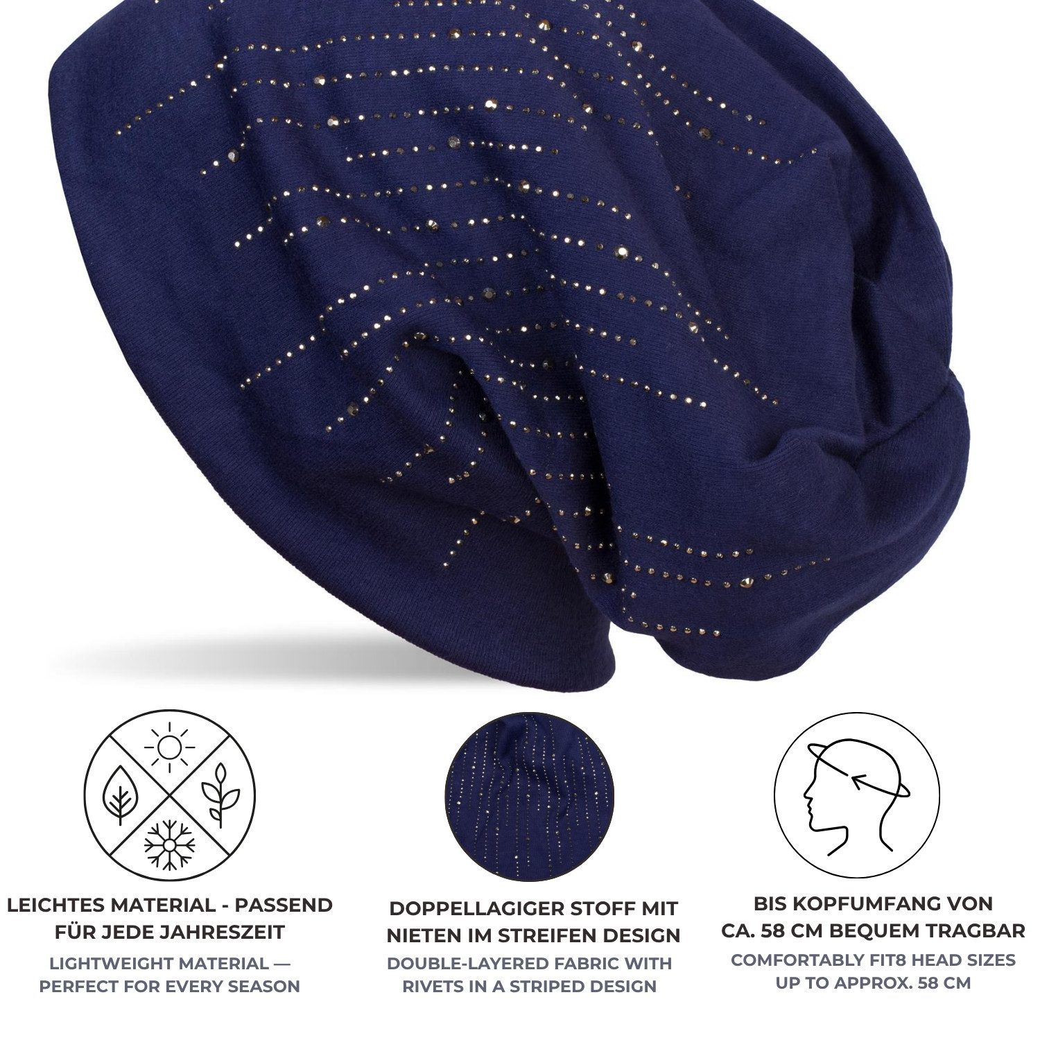styleBREAKER Beanie Beanie mit Strass Streifen (1-St)