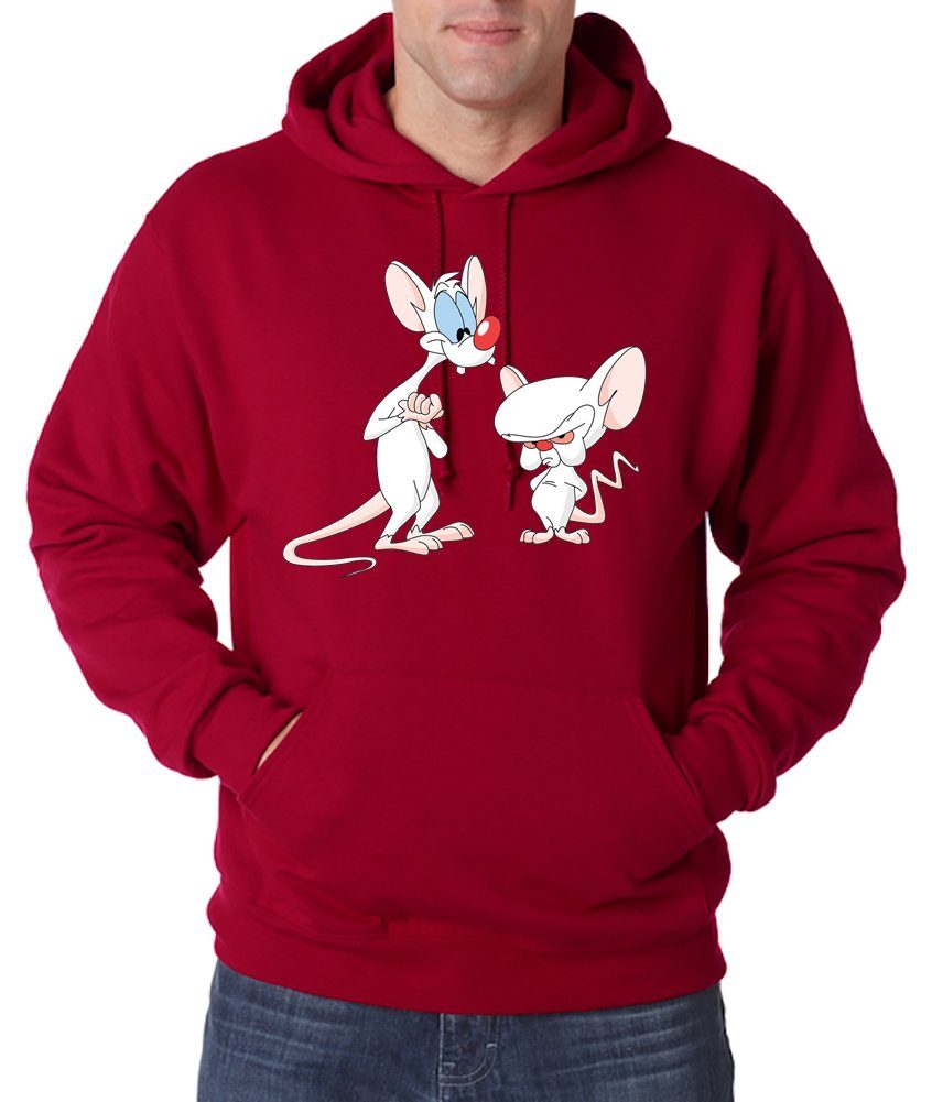 Youth Designz und Hoodie Pullover Cartoon Retro mit Kapuzenpullover Herren Pinky Print Rot Brain