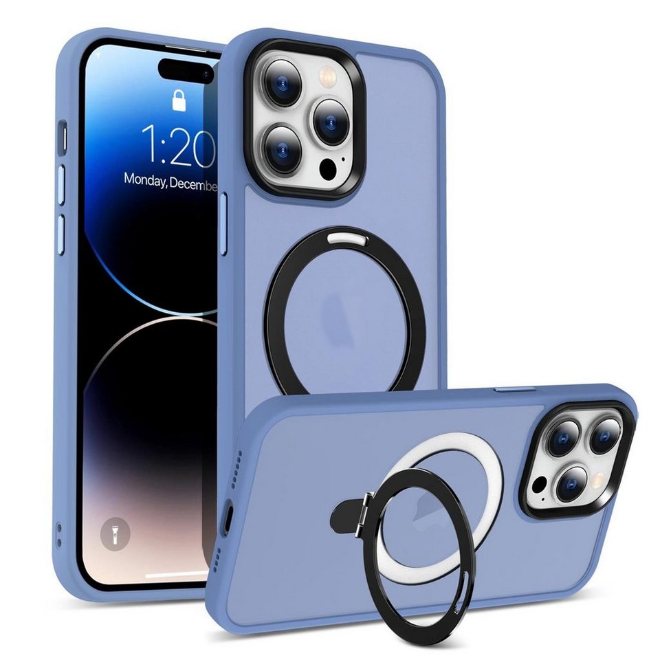 CoolGadget Handyhülle Hybrid Luxury Handy Case für iPhone 15 Pro Max 6,7  Zoll, Hülle Massiv Metallring aufklappbar Schutzhülle für Magsafe Zubehör