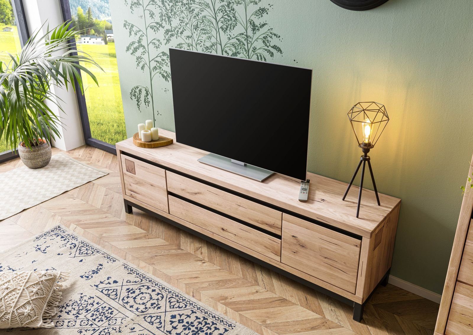 Massivmoebel24 TV-Board (TV-Board Wildeiche 190x40x56 bianco günstig online kaufen