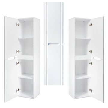 Lomadox Badmöbel-Set FAIRFIELD-56, (Spar-Set, 4-St), weiß, Keramikbecken, 2 Softclose Auszüge, 2 Türen, LED Beleuchtung