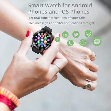 Diyarts Smartwatch (1,28 Zoll), Fitness-Tracker, Farb-Touchscreen runder Bildschirm Herzfrequenzmesser IP67