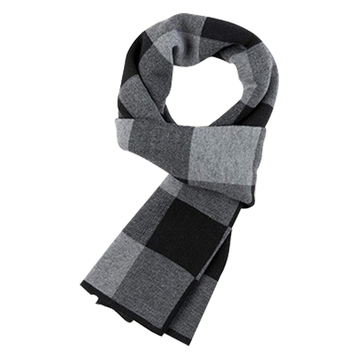 LuxusKollektion Strickschal Herren Strickschal gestreift Schwarz Grau, (1-St)