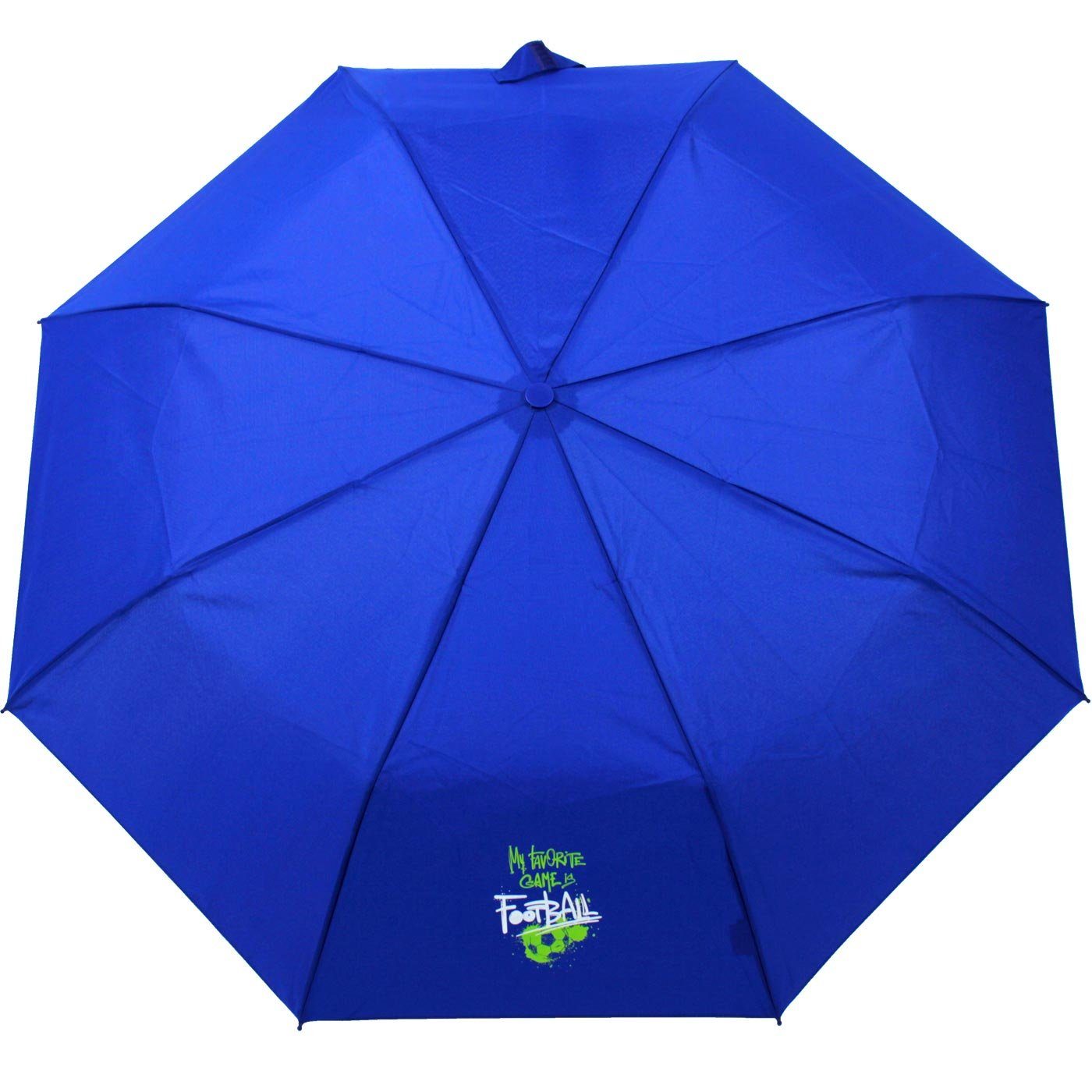blau, derby Schulweg ein coolen Motiven Schirm Kids leichter Mini für football Jungen den - favorite Taschenregenschirm leicht mit Kinderschirm Schule
