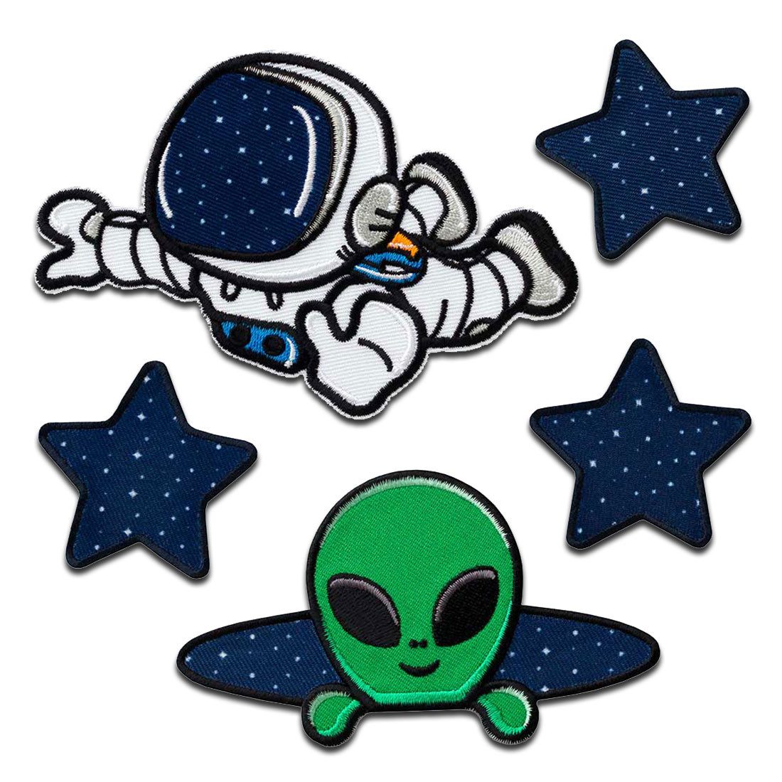 Mono-Quick Aufnäher Bügelbild, Aufbügler, Applikationen, Patches, Flicken, zum aufbügeln, Polyester, Mono-Quick Weltraum Set - Größe: 12,5 x 8,5 cm
