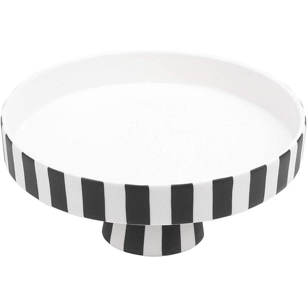 cm Keramik Obstschale Schwarz-Weiß Schwarz-Weiß-Gestreift Black, Dekoschale Rund 9 - Toppu Servierschale x OYOY Schale / Tray 20 White