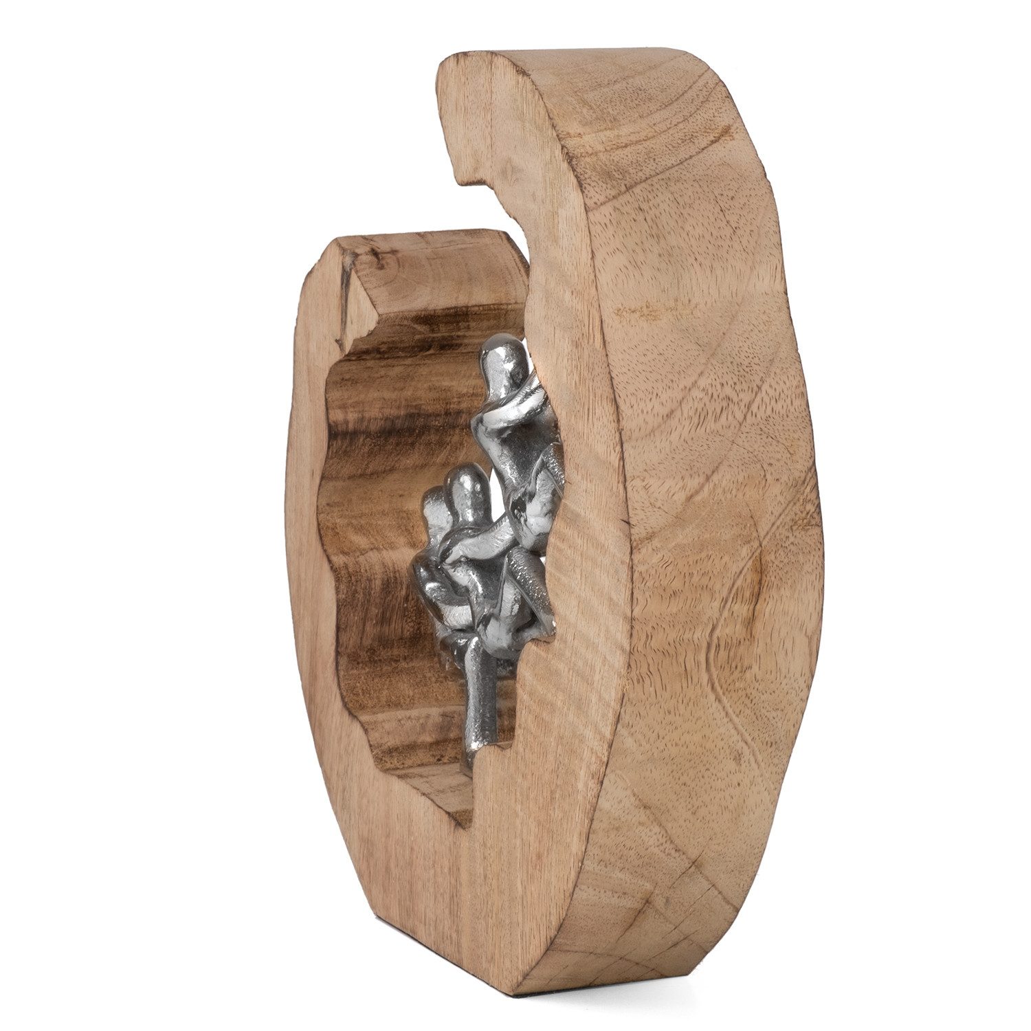 Moritz Skulptur Teamwork-Skulptur Aluminium auf Mangoholz 24 cm hoch, Holz, Tischdeko, Fensterdeko, Wanddeko, Holzdeko, Weihnachtsdeko – Bild 5 von 5