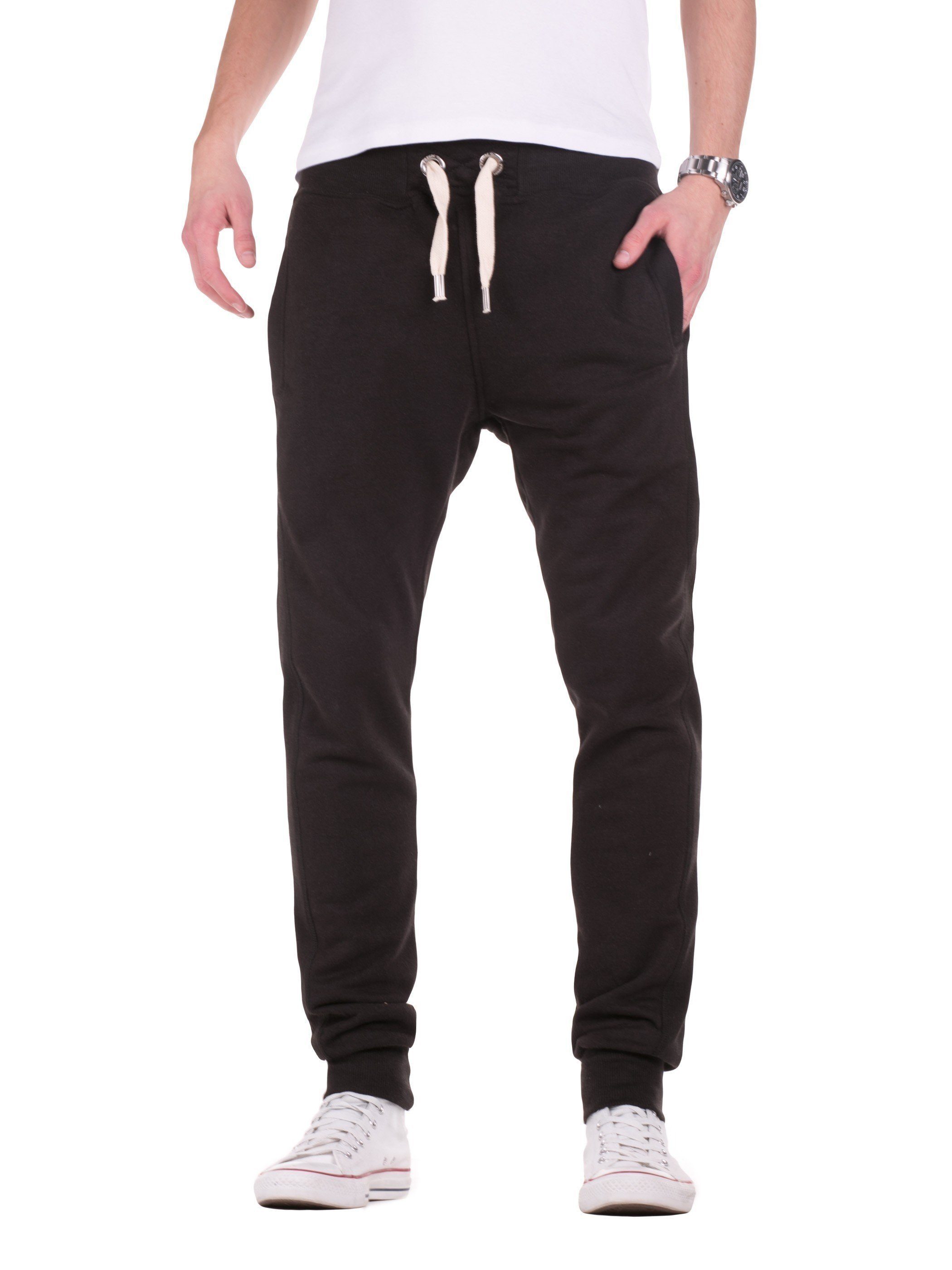 Yazubi Jogginghose Sweatpants Edward mit elastischem Bund mit Kordelzug in Unifarbe Schwarz (black 194008)