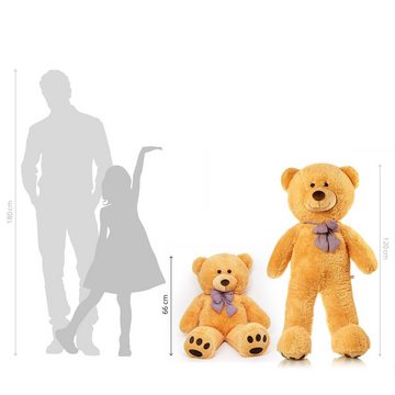 Lumaland Kuscheltier Riesen XXL-Teddybär mit Kulleraugen & Schleife 120cm