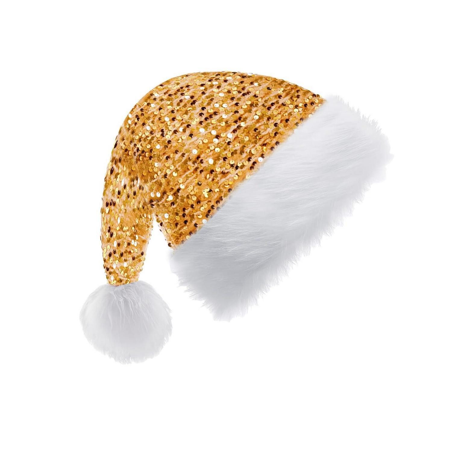 LuxusKollektion Plüschmütze Weihnachtsmütze Pailletten Gold 35x45cm (1-St)