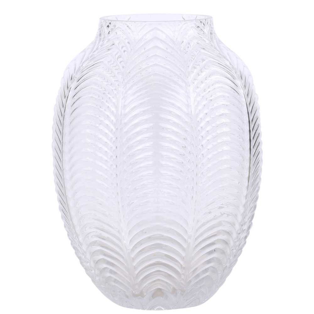 Chic Antique Dekovase Chic Antique Vase Glas mit Blatt Muster 18x14 cm