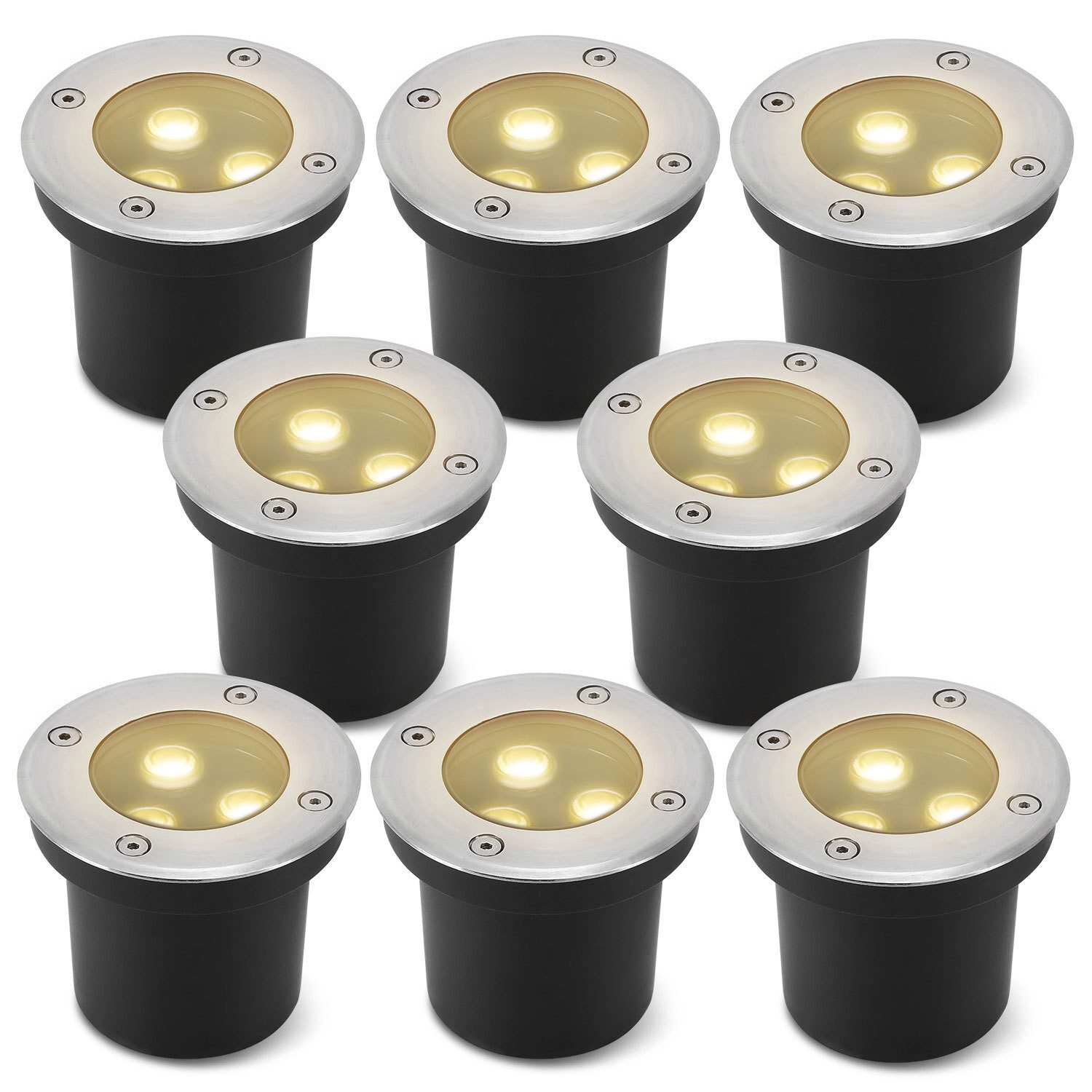 Clanmacy Gartenstrahler 3W LED Bodenleuchte Bodenstrahler Außen-Beleuchtung IP65 Warmweiß