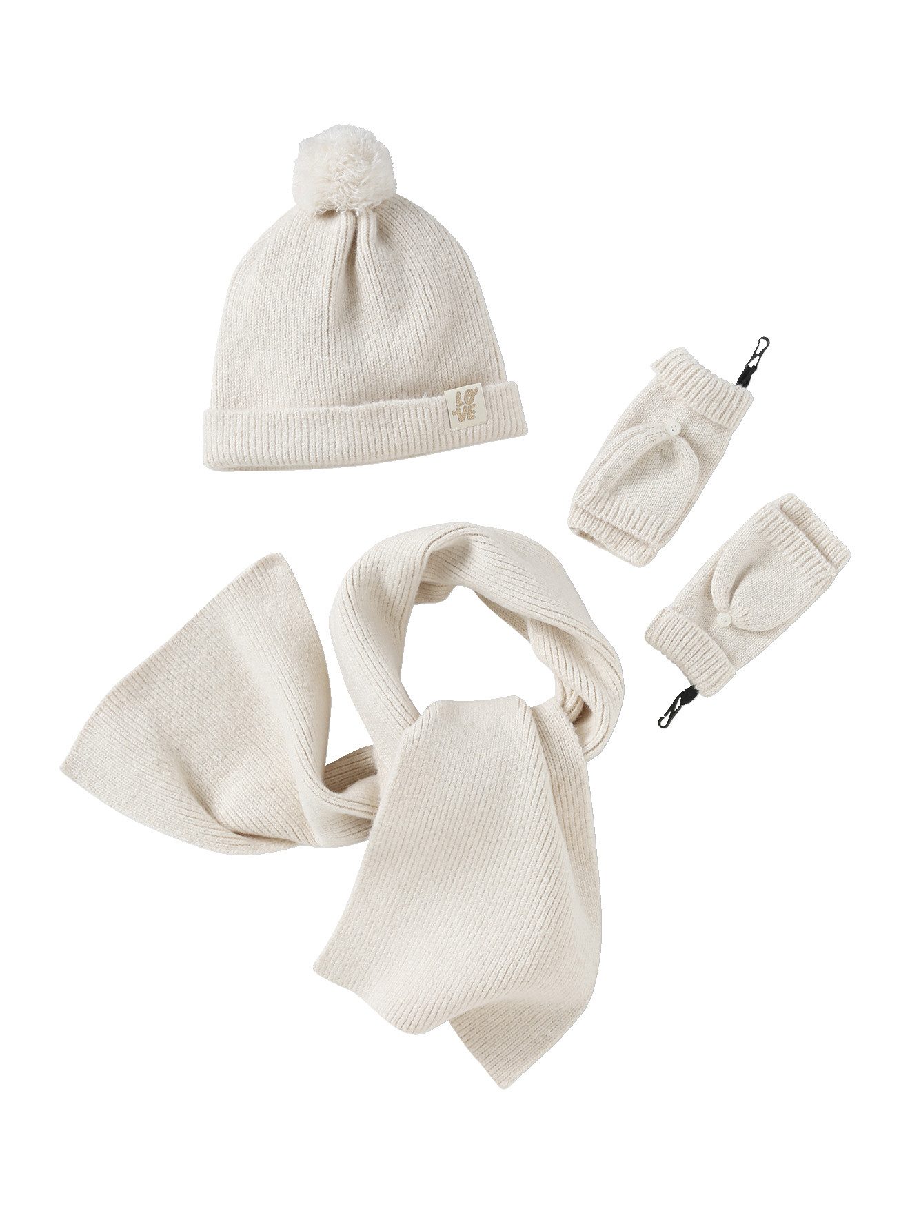 Beanie Mädchen Set: Mütze, Schal & Handschuhe