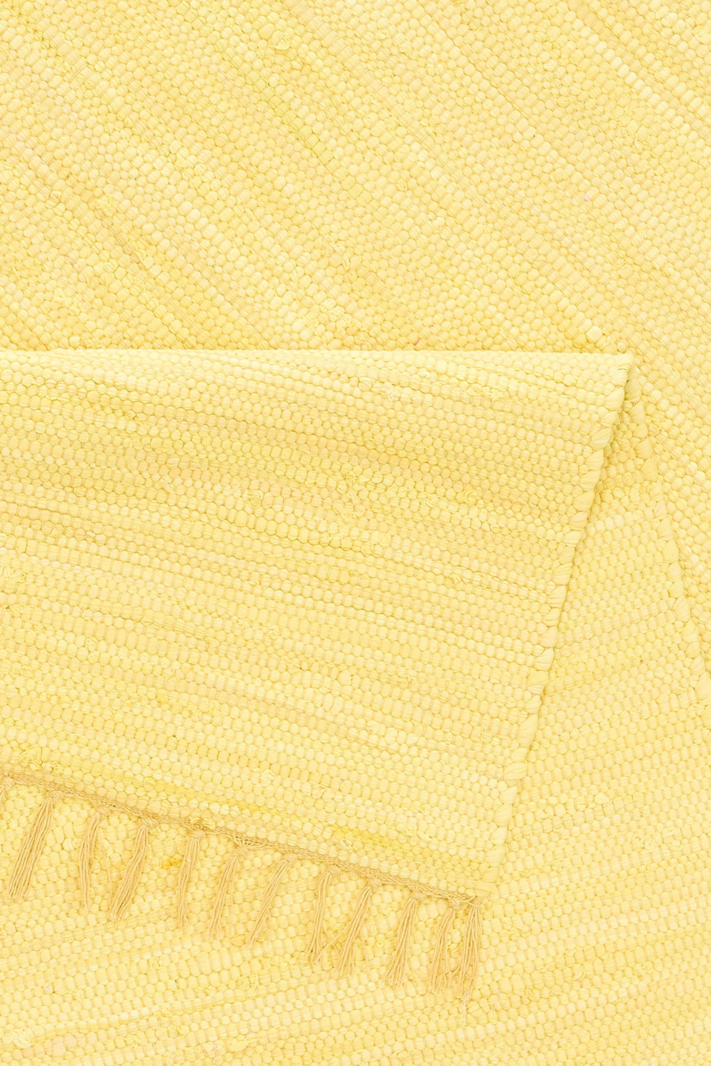 Teppich Paul, Lüttenhütt, rechteckig, handgewebt, Höhe: mit Fransen gelb Wendeteppich, verwendbar, 5 mm, beidseitig