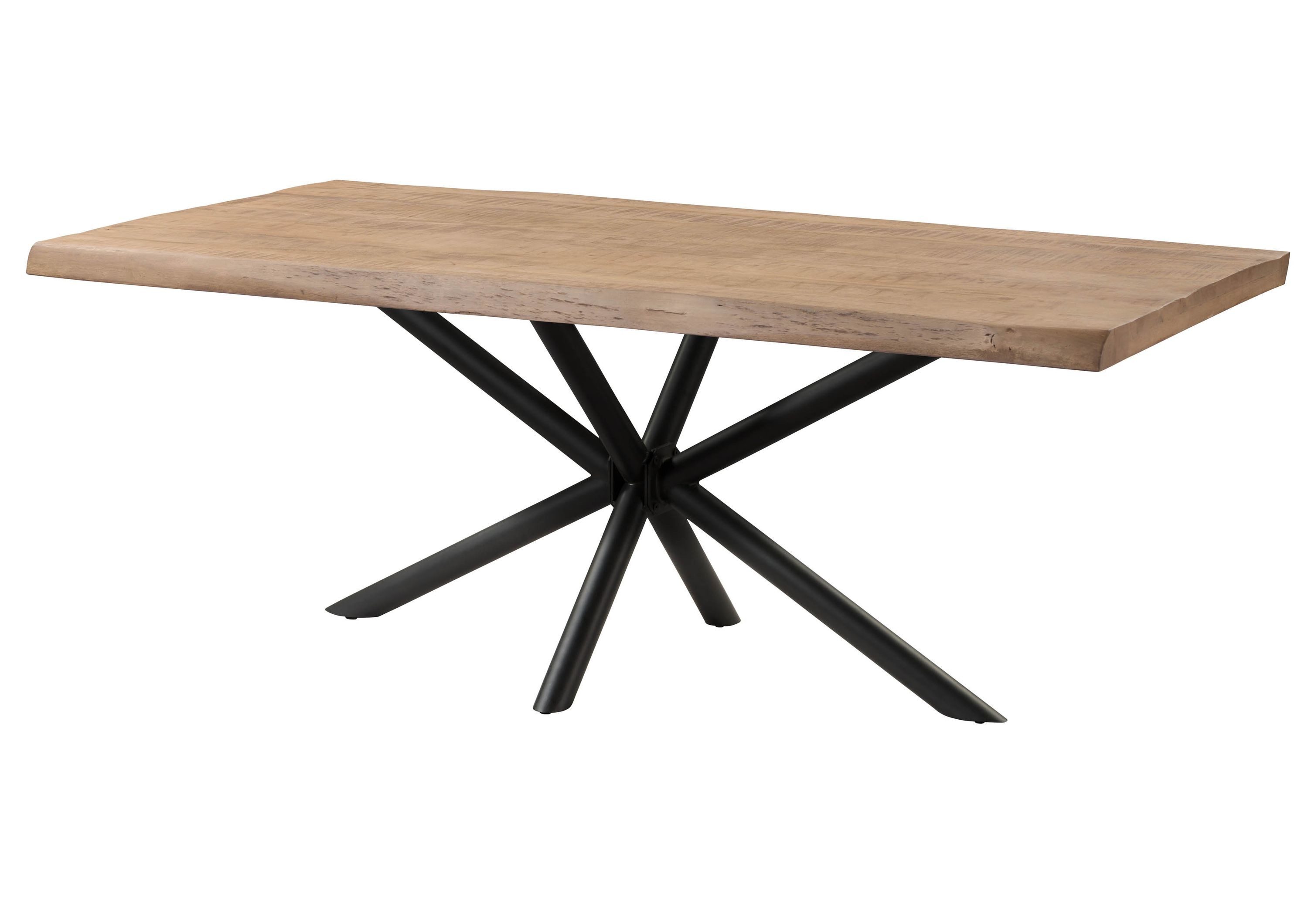 Massivmoebel24 Esstisch FREEFORM (Massivholz, Massivholztisch), Mango 180x90x76 beige lackiert/Kreuzgestell anthrazit matt FREEFORM 5