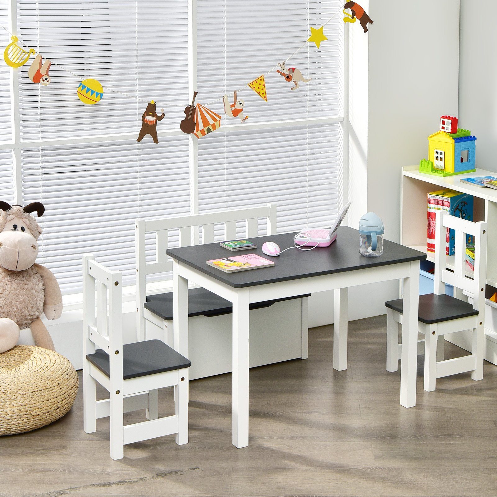 COSTWAY Kindersitzgruppe, Kindertisch mit 2 Stühlen, günstig online kaufen