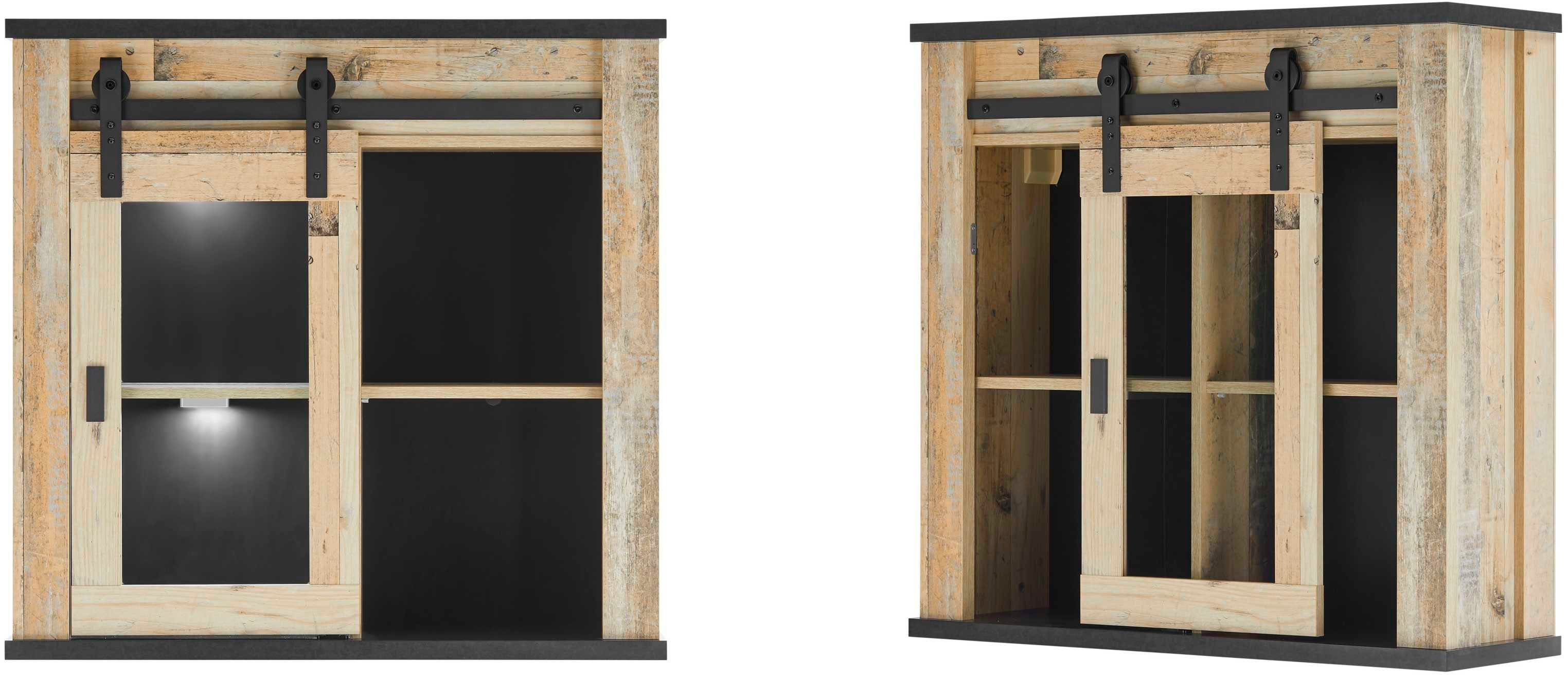 Home affaire Hängeschrank Sherwood mit Scheunentorbeschlag aus Metall, Höhe 90 cm