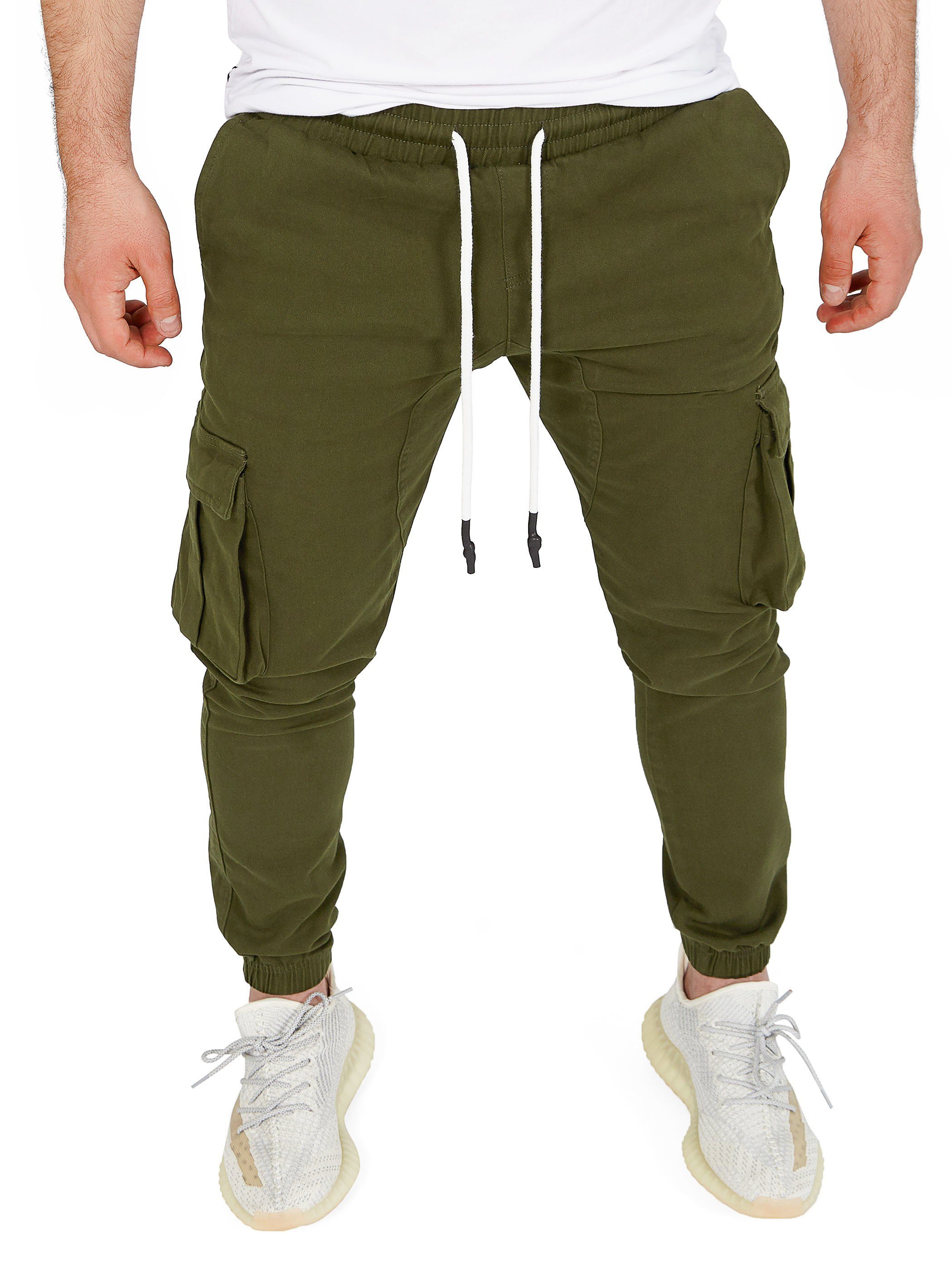 Pittman Cargohose Cargohosen Herren Chino Giga mit elastischem Bund, Cargotaschen