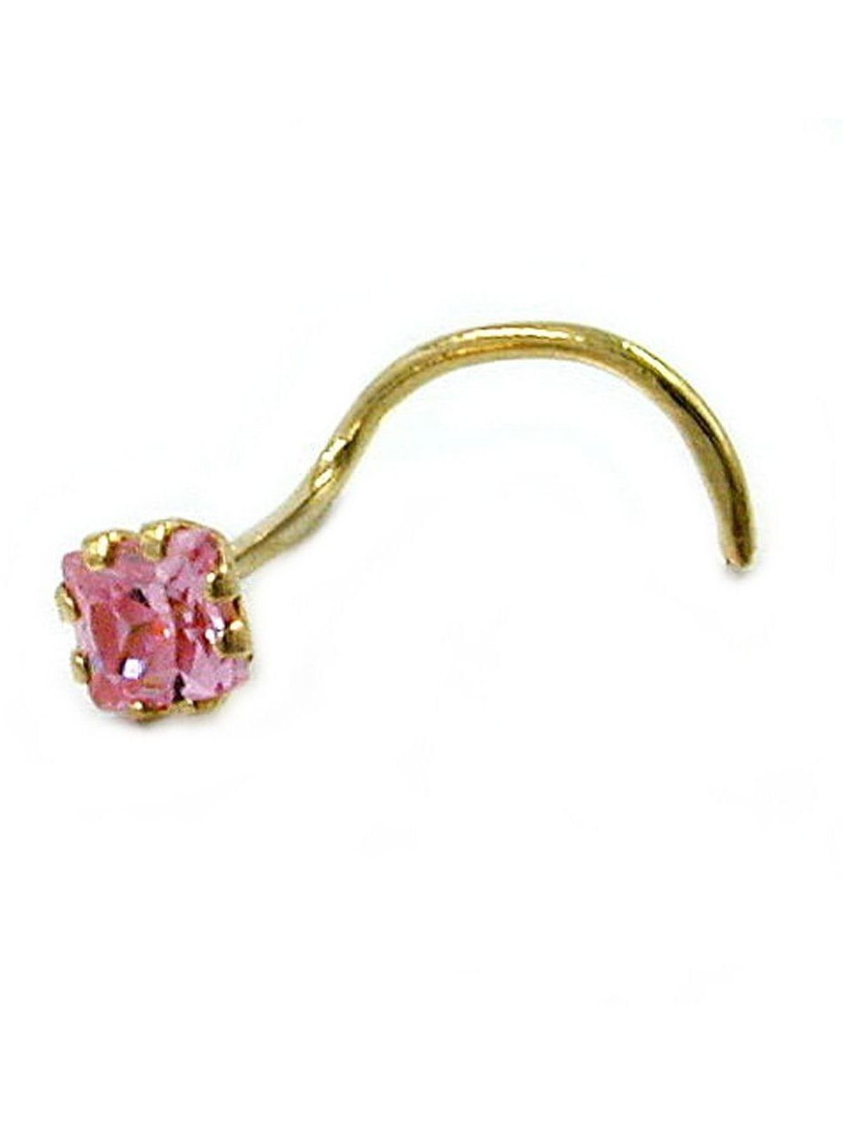 Gallay Nasenpiercing 3x3mm Zirkonia pink rosafarben 18Kt GOLD (1-tlg)