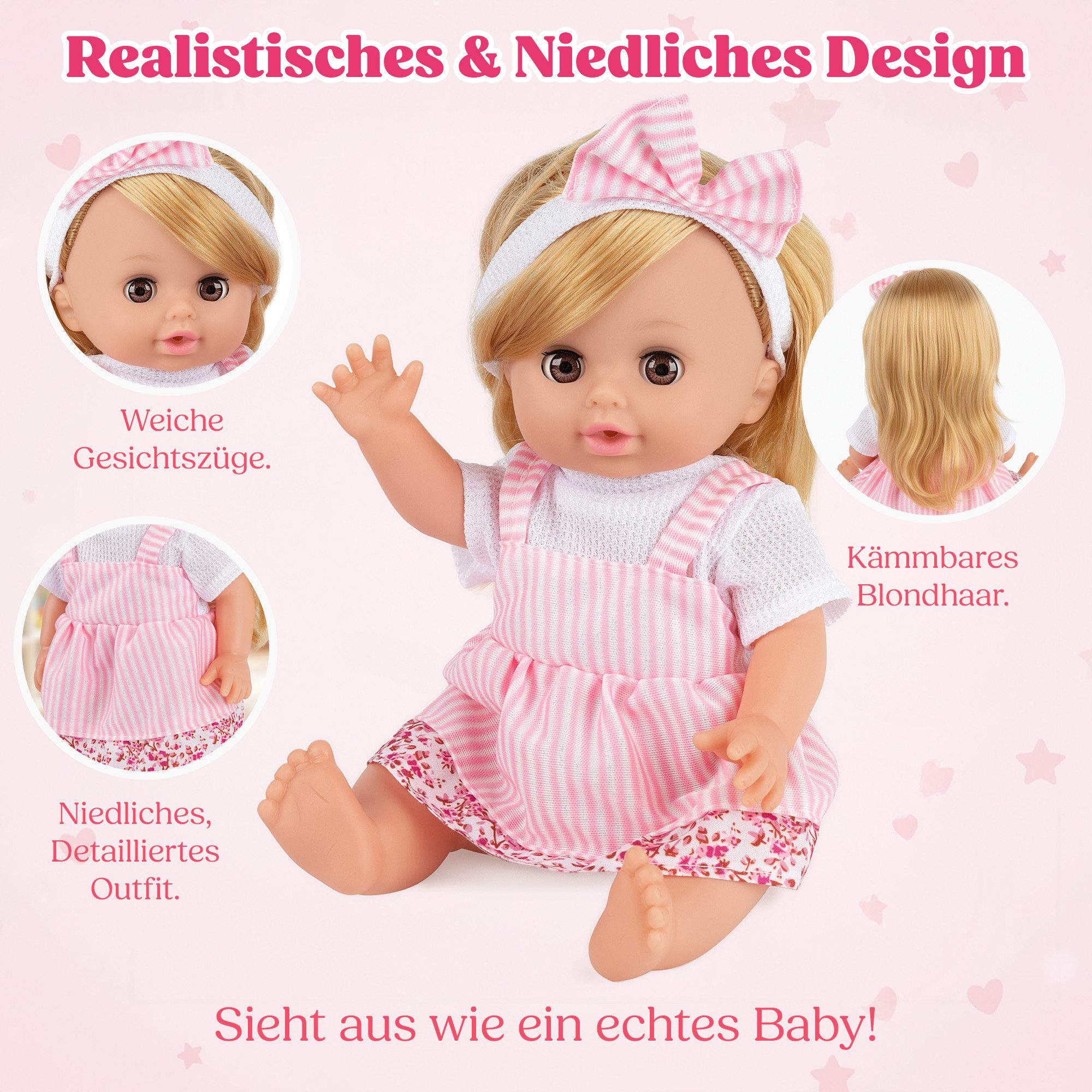 Kinderplay Dolls & Strollers Babypuppe Puppe MiMi 30 cm – sprechendes Baby – Rollenspielspaß für Kinder