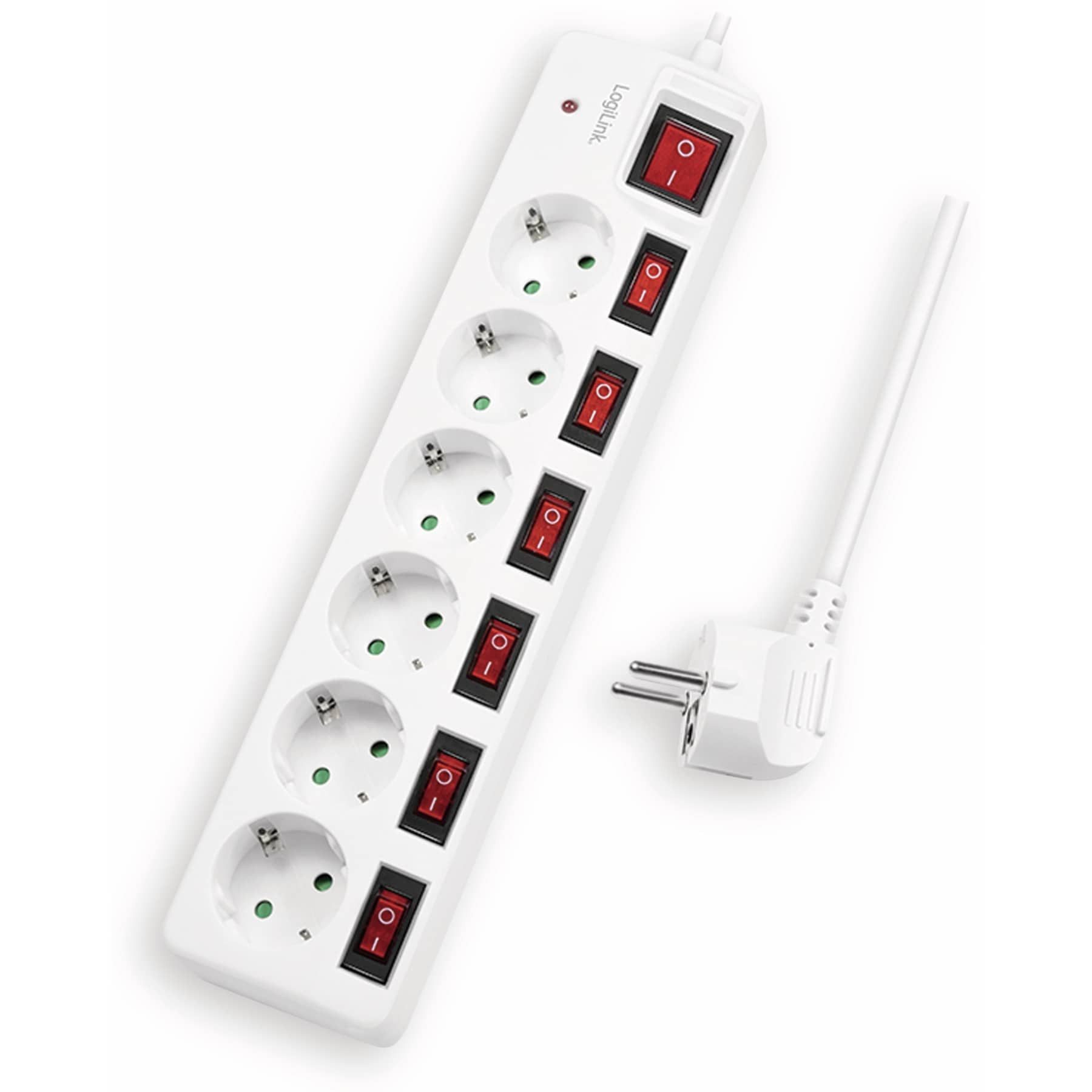 LogiLink LOGILINK Steckdosenleiste LPS250, 6-fach, weiß Steckdosenleiste