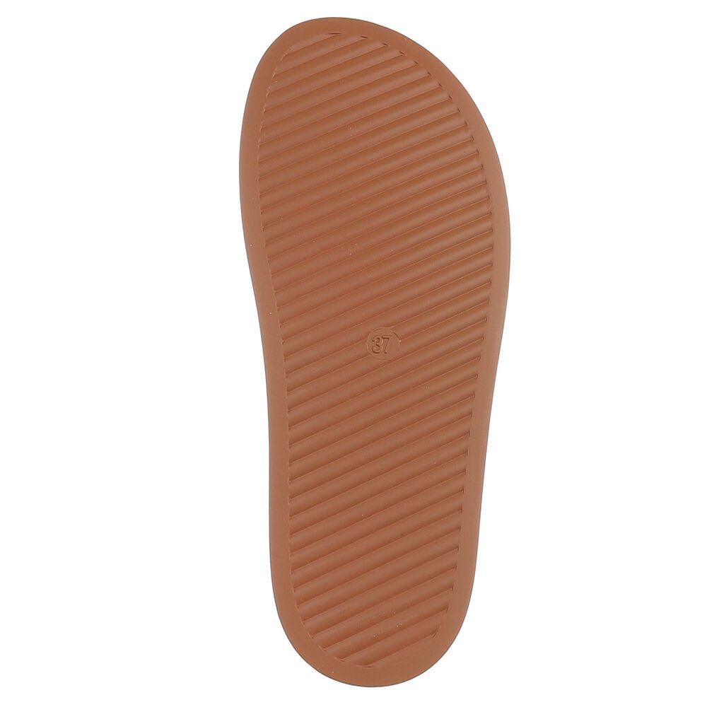 Ital-Design Damen Slipper mit Schnallen und Komfortsohle Pantolette (91742278) Flach Pantoletten in Camel – Bild 3 von 5