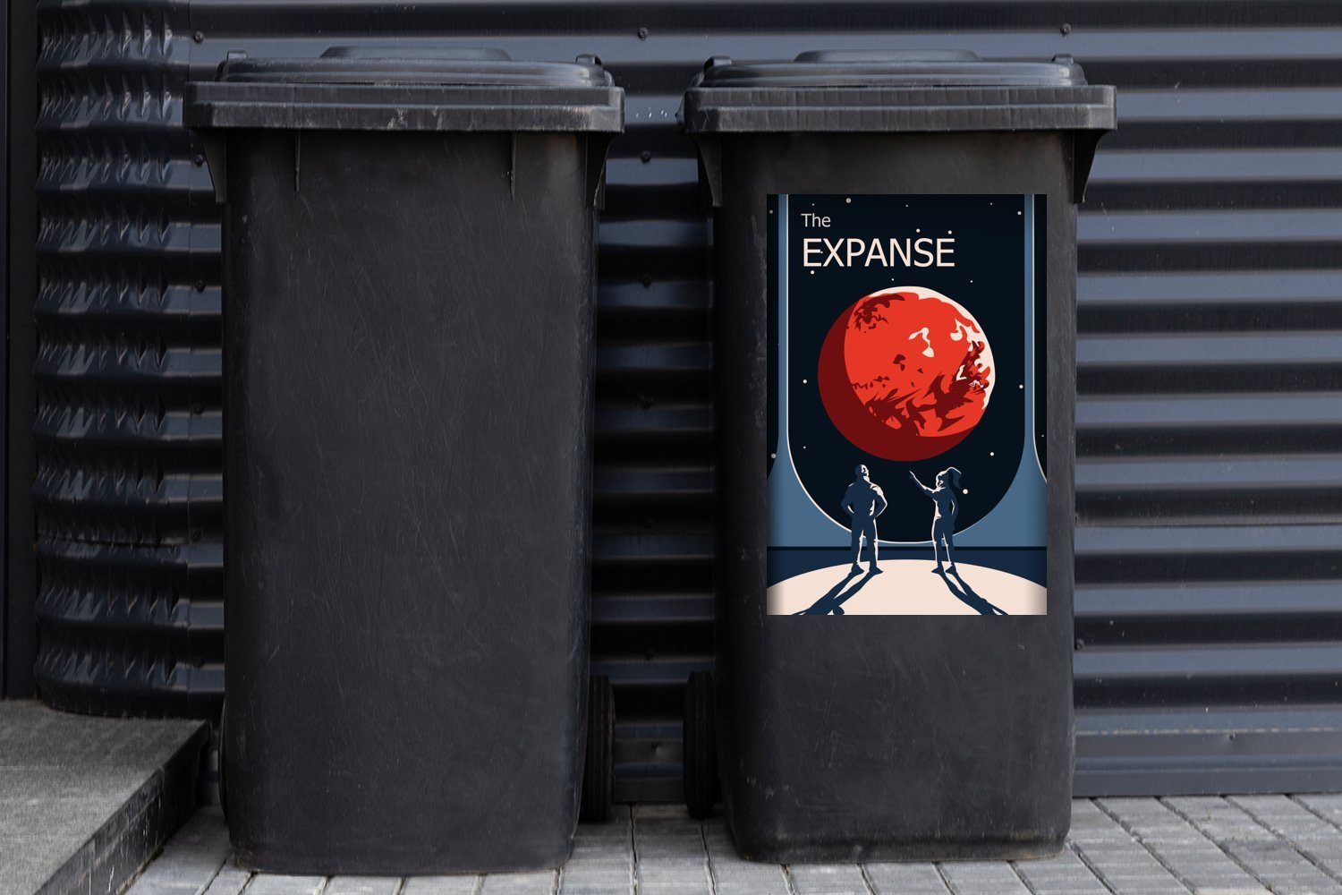 MuchoWow Weltraum Container, Abfalbehälter (1 Mülltonne, - Mülleimer-aufkleber, St), - Planet Sterne Wandsticker Sticker,