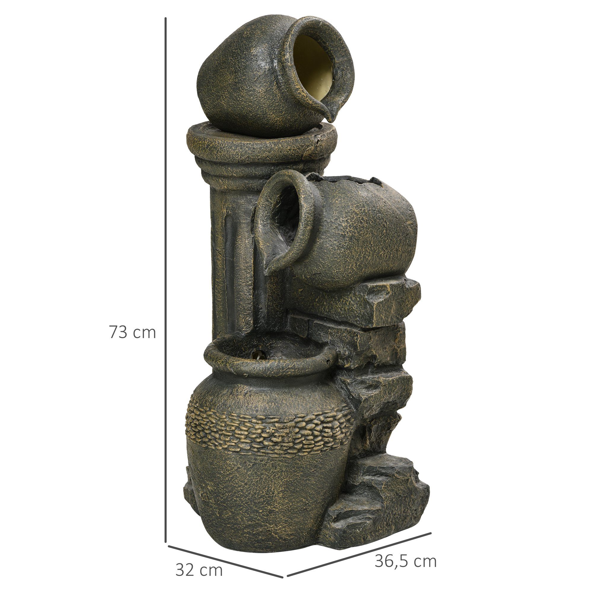 Outsunny Gartenbrunnen Wasserspiel, Wasserfall für Garten