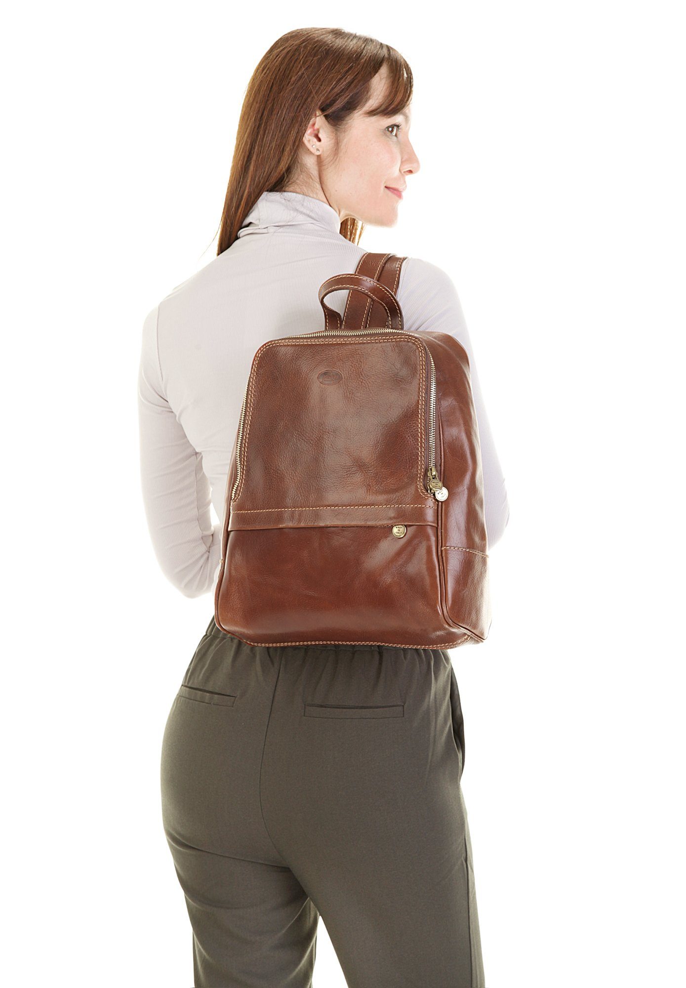 Piké Cityrucksack, echt Leder, Made in Italy