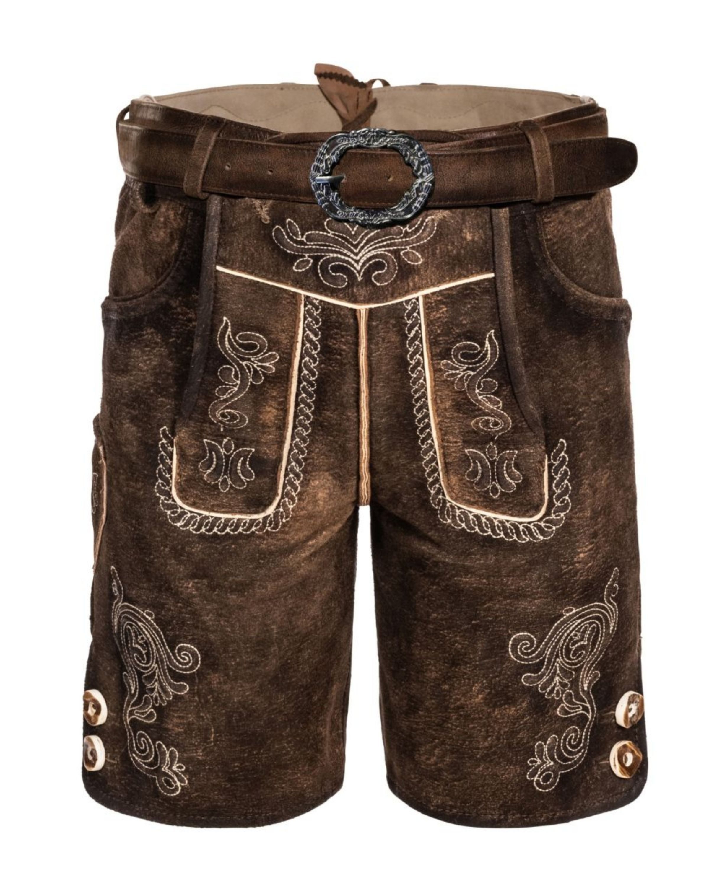 Nübler Trachtenlederhose Kinderlederhose kurz Adam in Dunkelbraun von Nübler