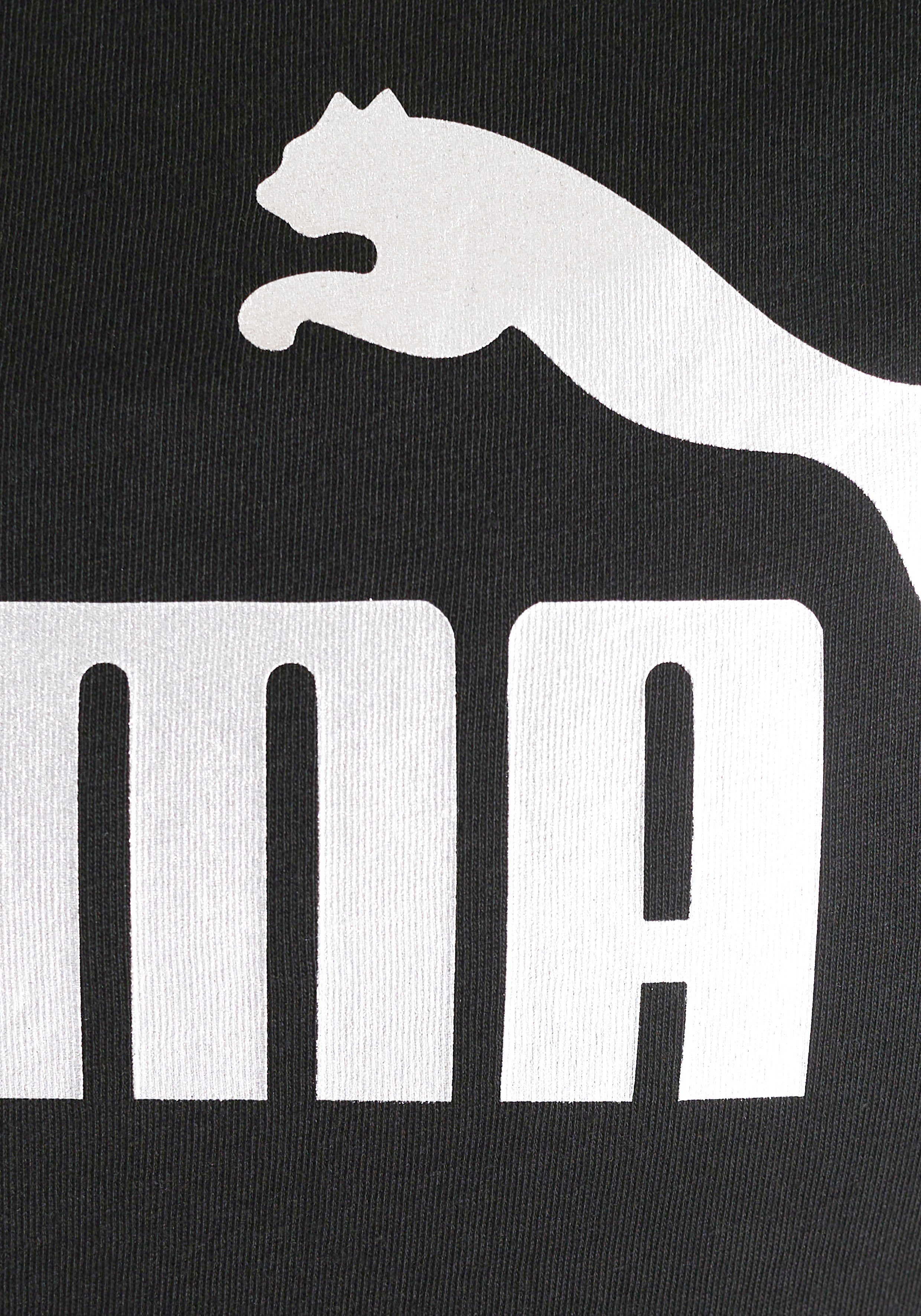 PUMA T-Shirt ESS+ Puma LOGO TEE metallic Black-silver METALLIC