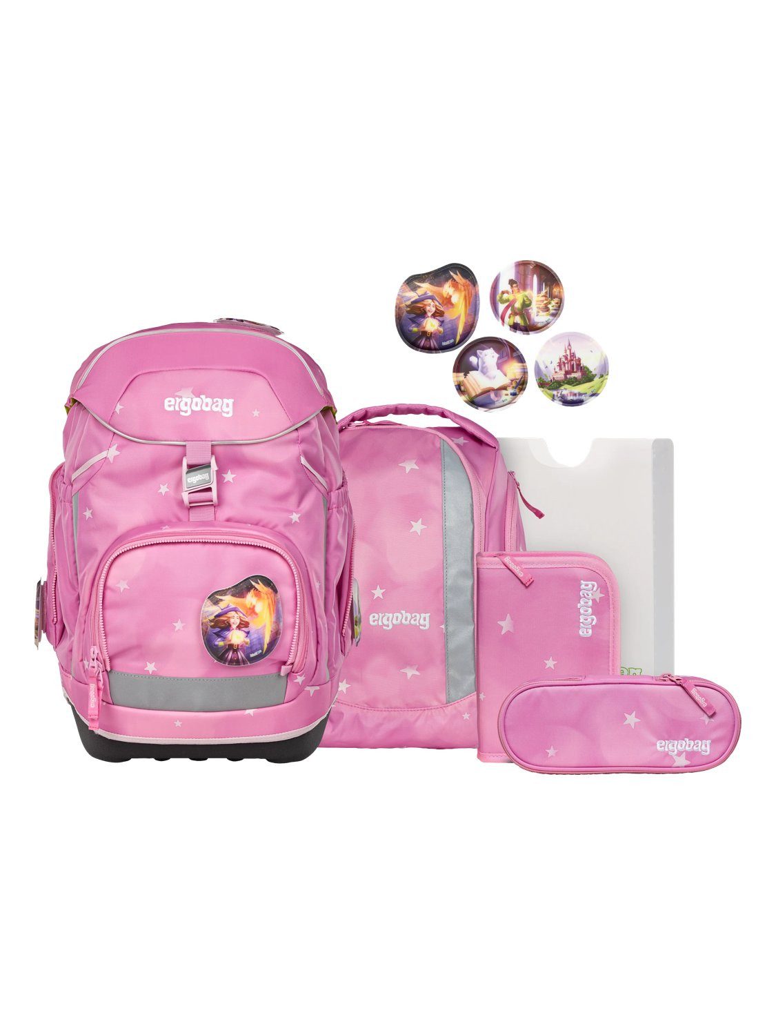 ergobag Schulranzen pack Set (6-tlg., 6-teiliges Set), größenverstellbares Rückensystem
